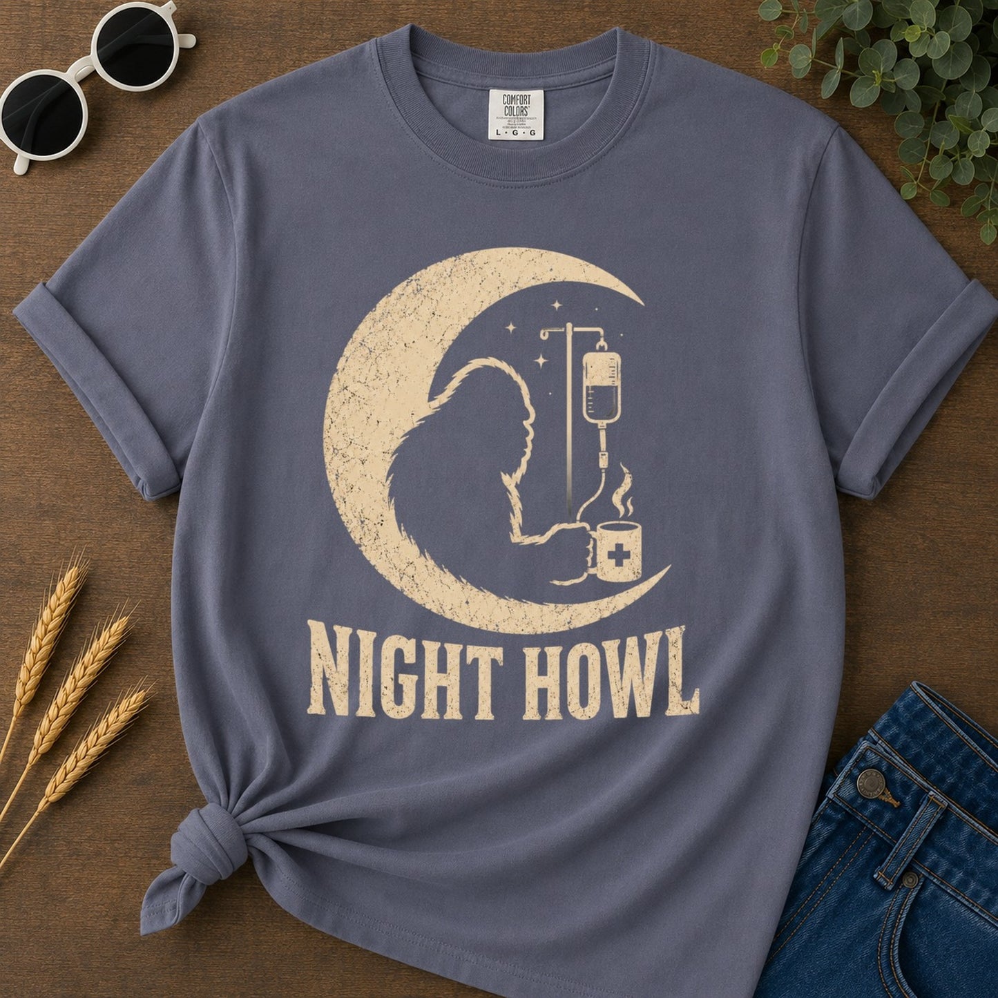 Night Howl T-shirt - Navy Mockup