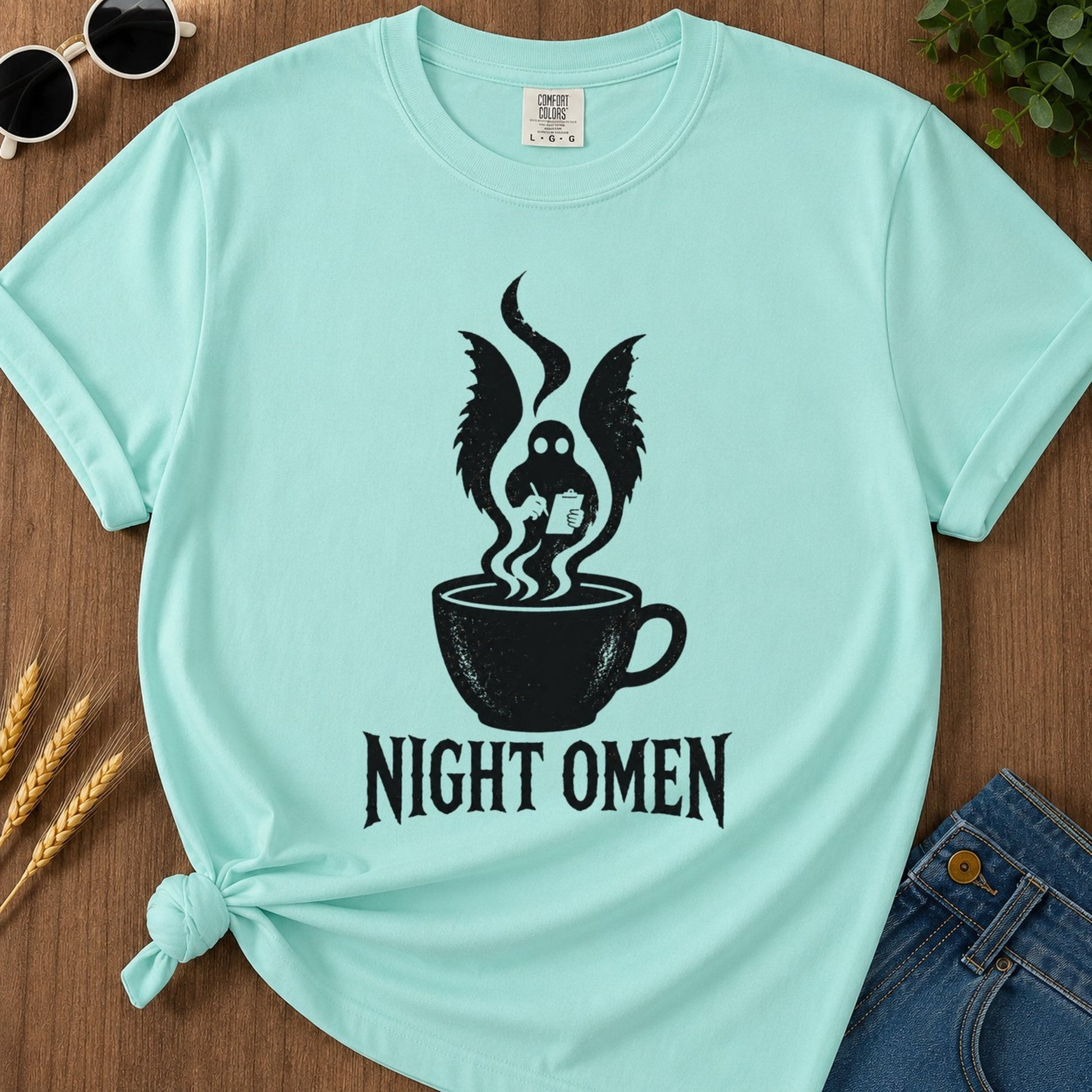 Night Omen T-shirt - Chalky Mint Mockup