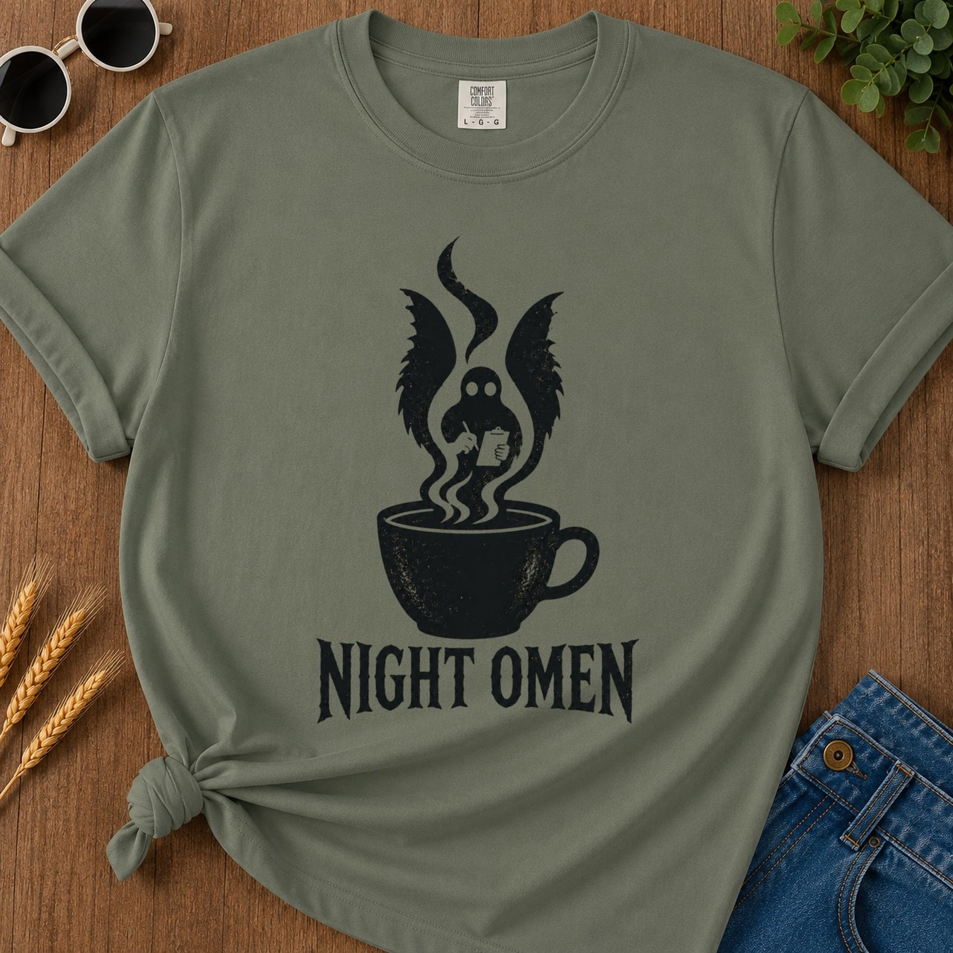 Night Omen T-shirt - Moss Mockup