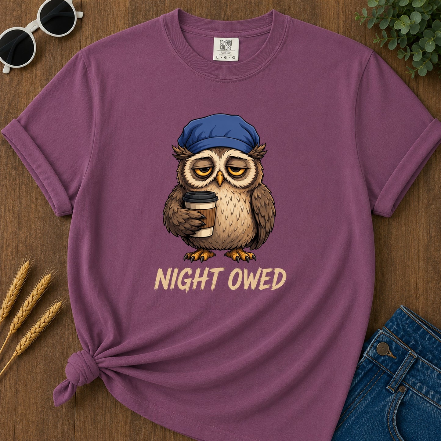 Night Owed T-Shirt - Berry