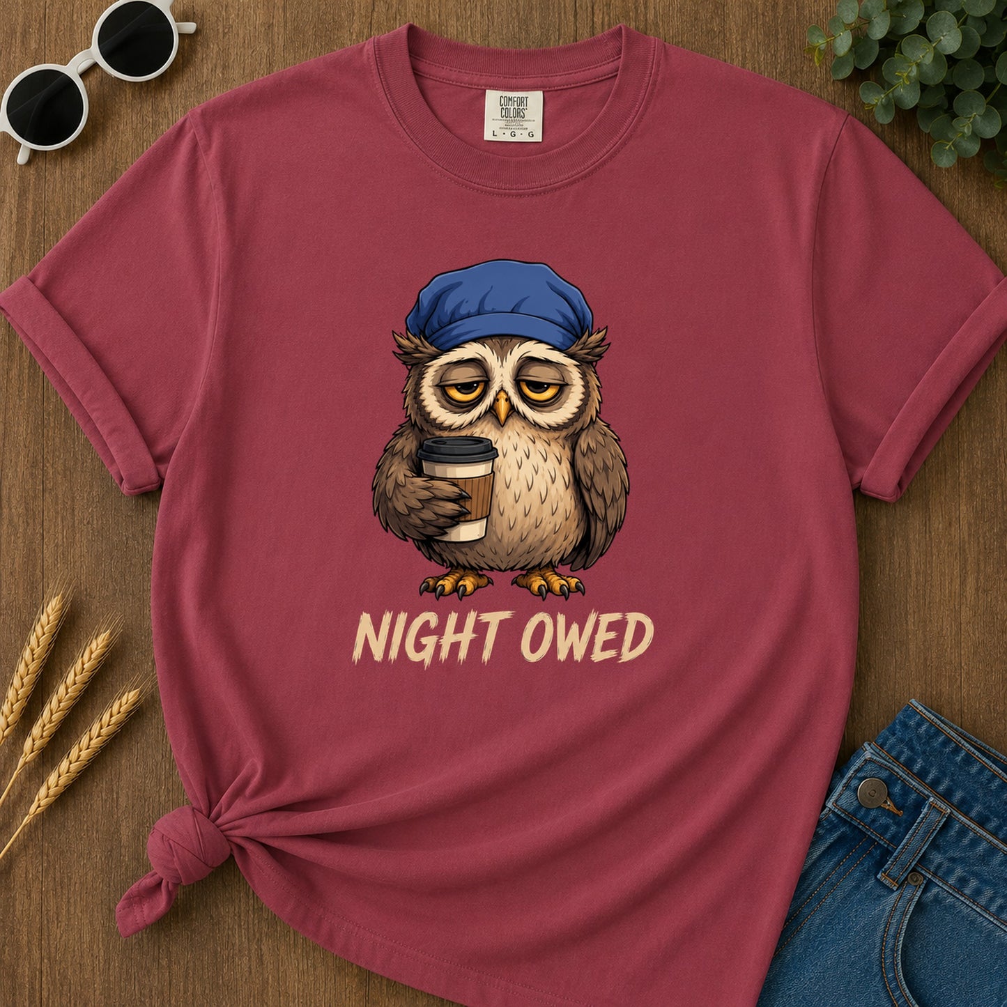Night Owed T-Shirt - Chili