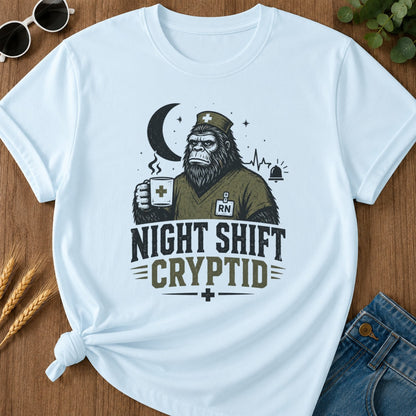 Night Shift Cryptid T-shirt - Chambray Mockup