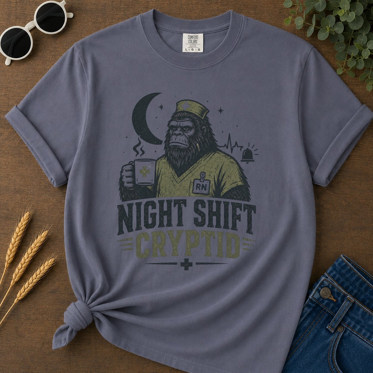 Night Shift Cryptid T-shirt - Navy Mockup