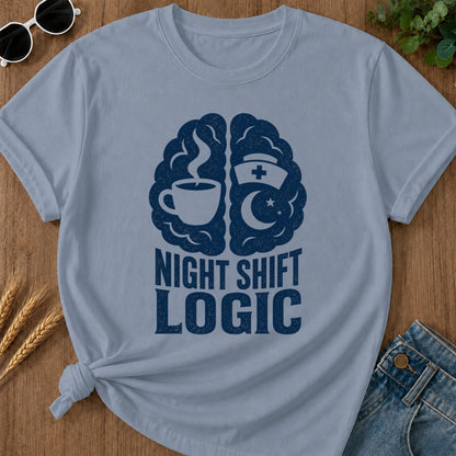 Night Shift Logic T-shirt - Blue Jean Mockup