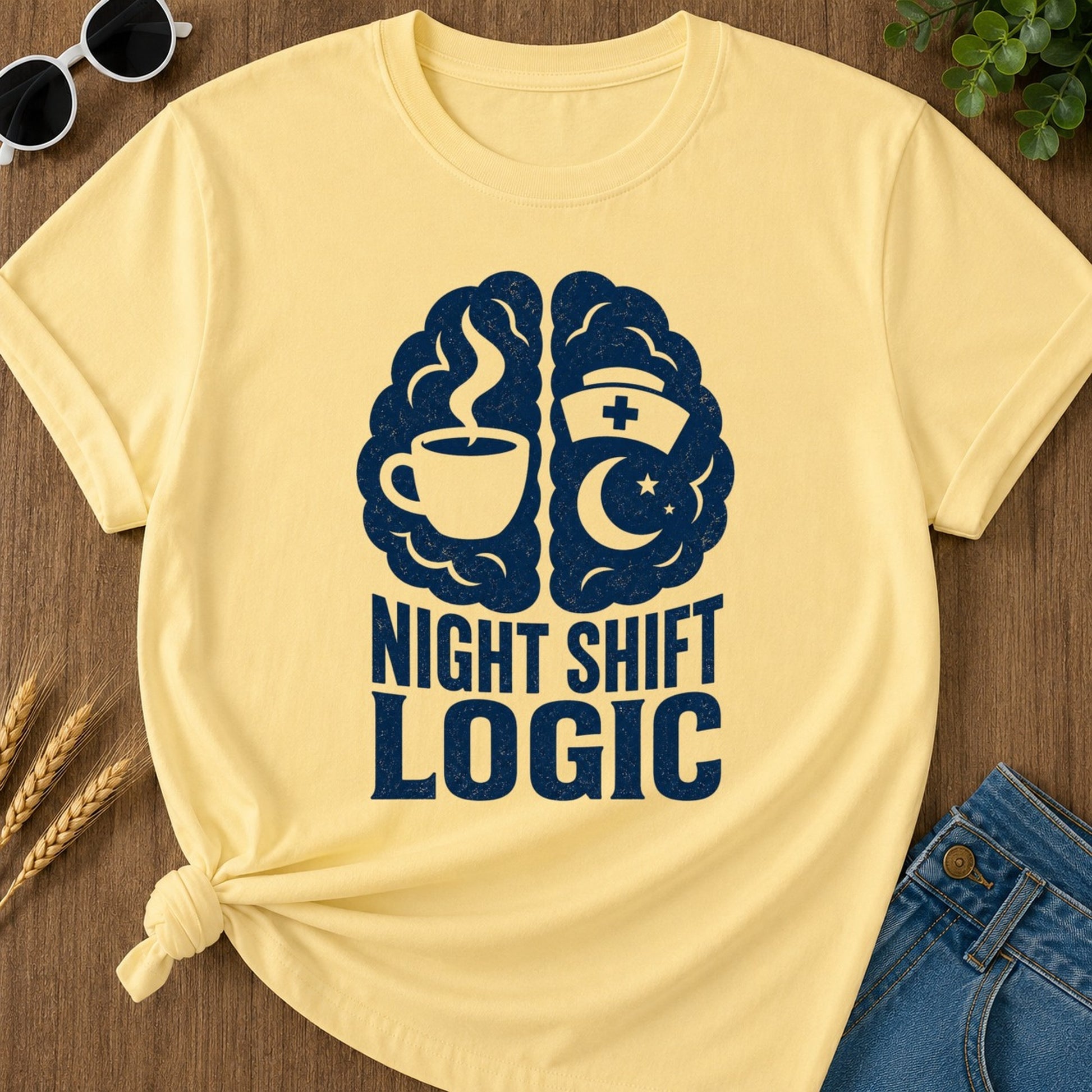 Night Shift Logic T-shirt - Butter Mockup