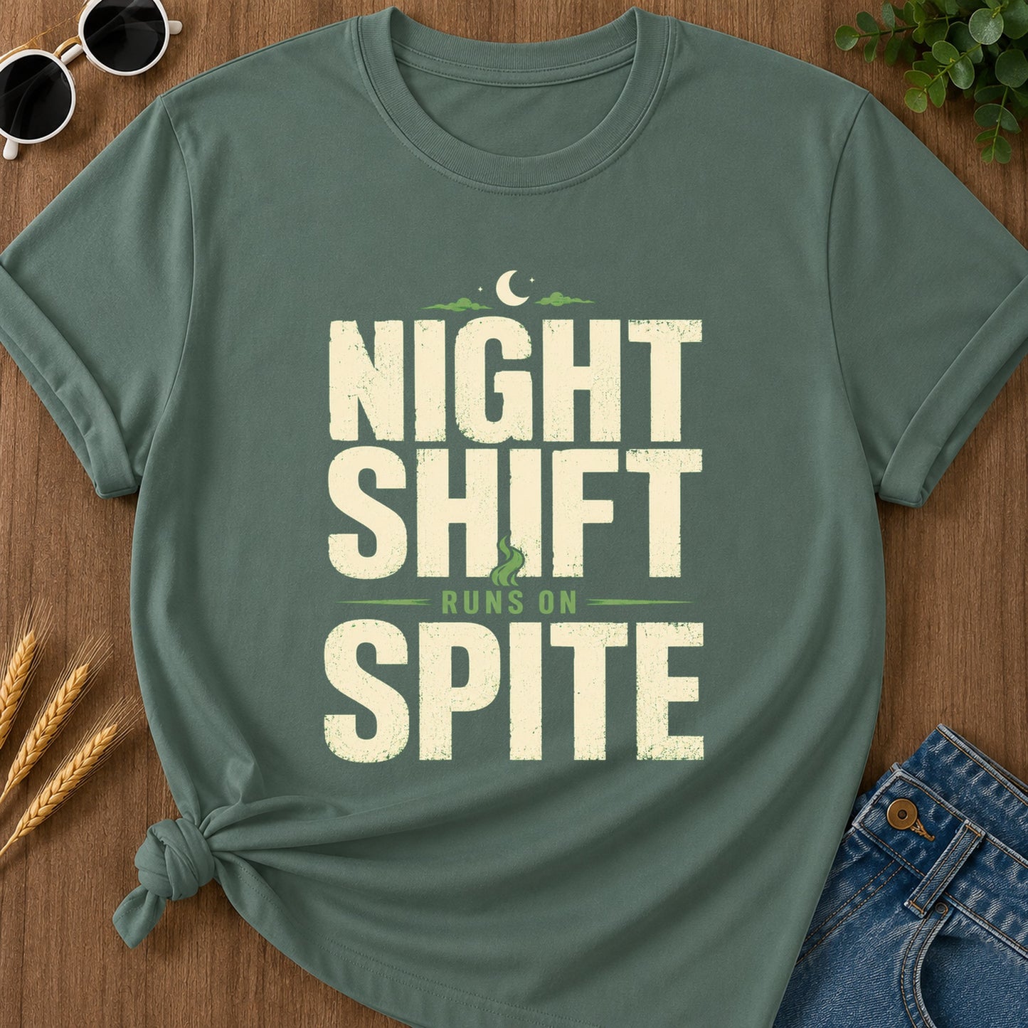 Night Shift Runs Spite T-Shirt - Blue Spruce