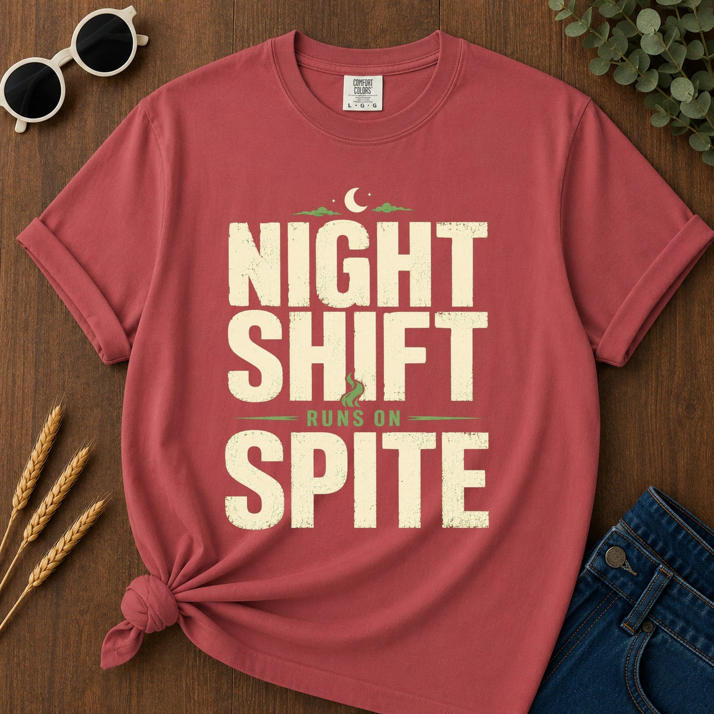 Night Shift Runs Spite T-Shirt - Crimson