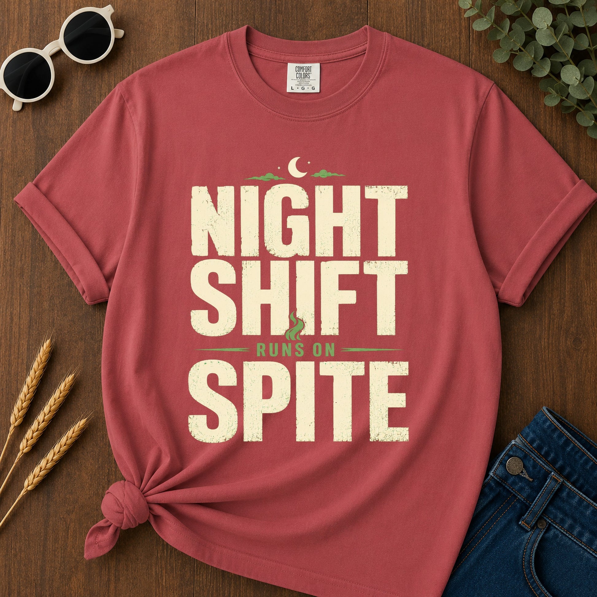 Night Shift Runs Spite T-Shirt - Crimson