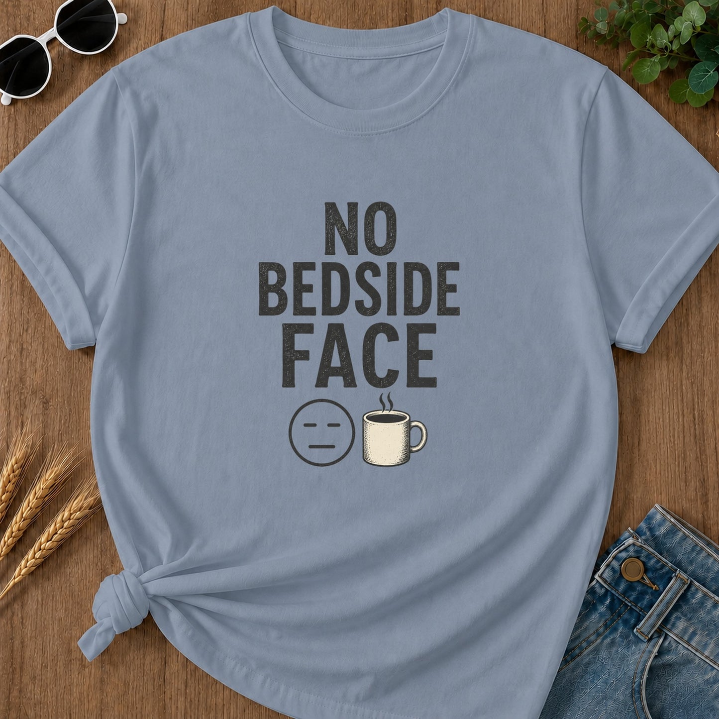 No Bedside Face T-Shirt - Blue Jean