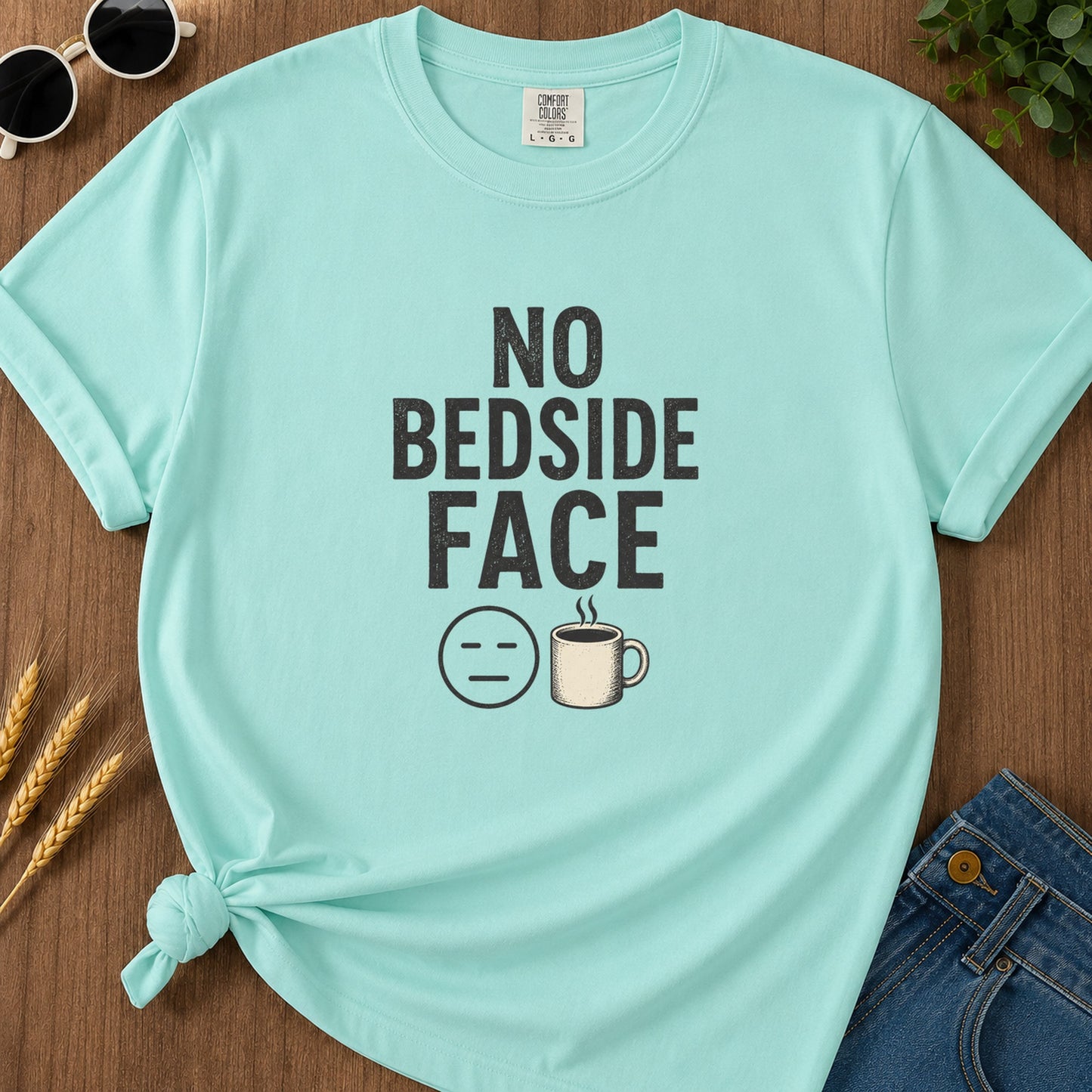 No Bedside Face T-Shirt - Chalky Mint