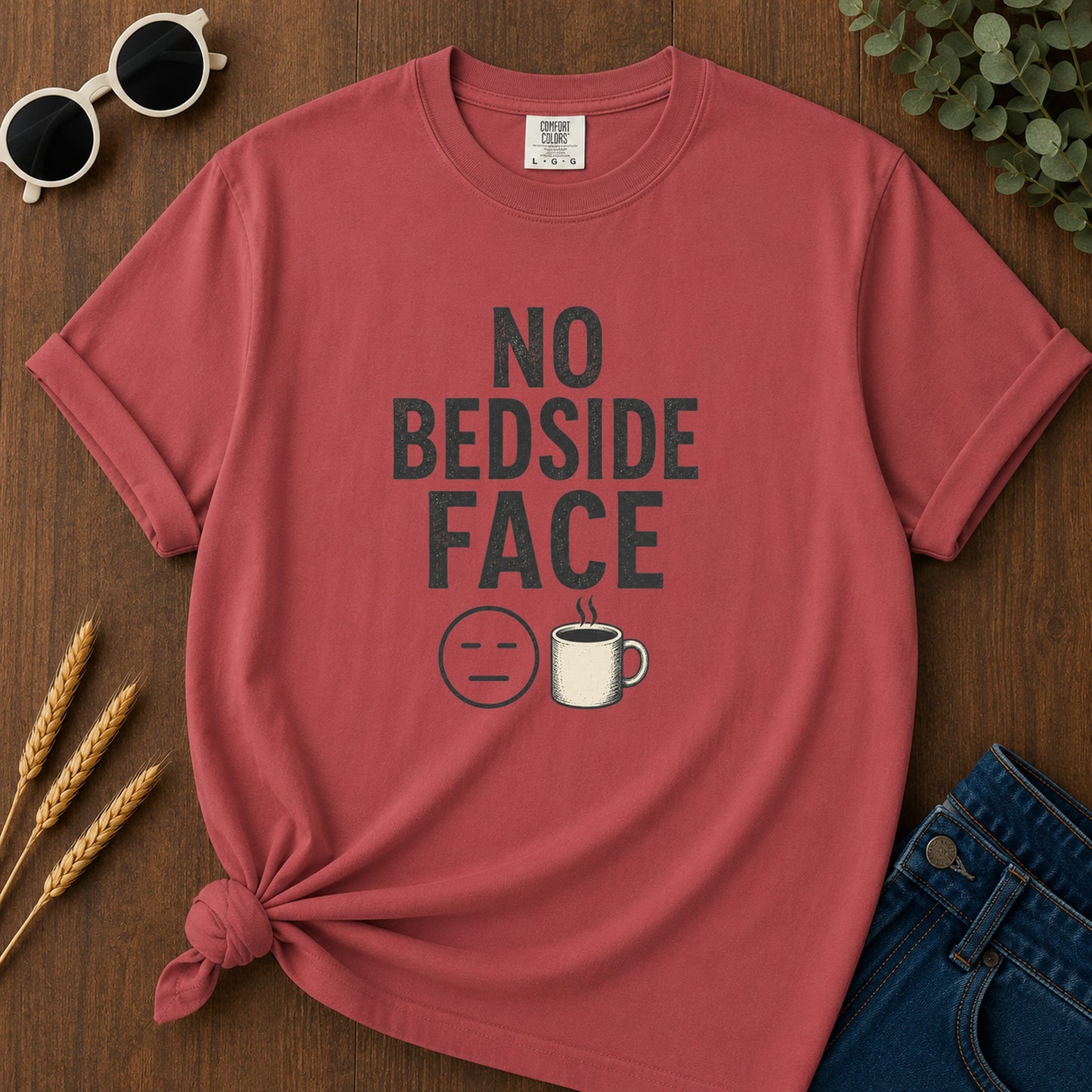 No Bedside Face T-Shirt - Crimson