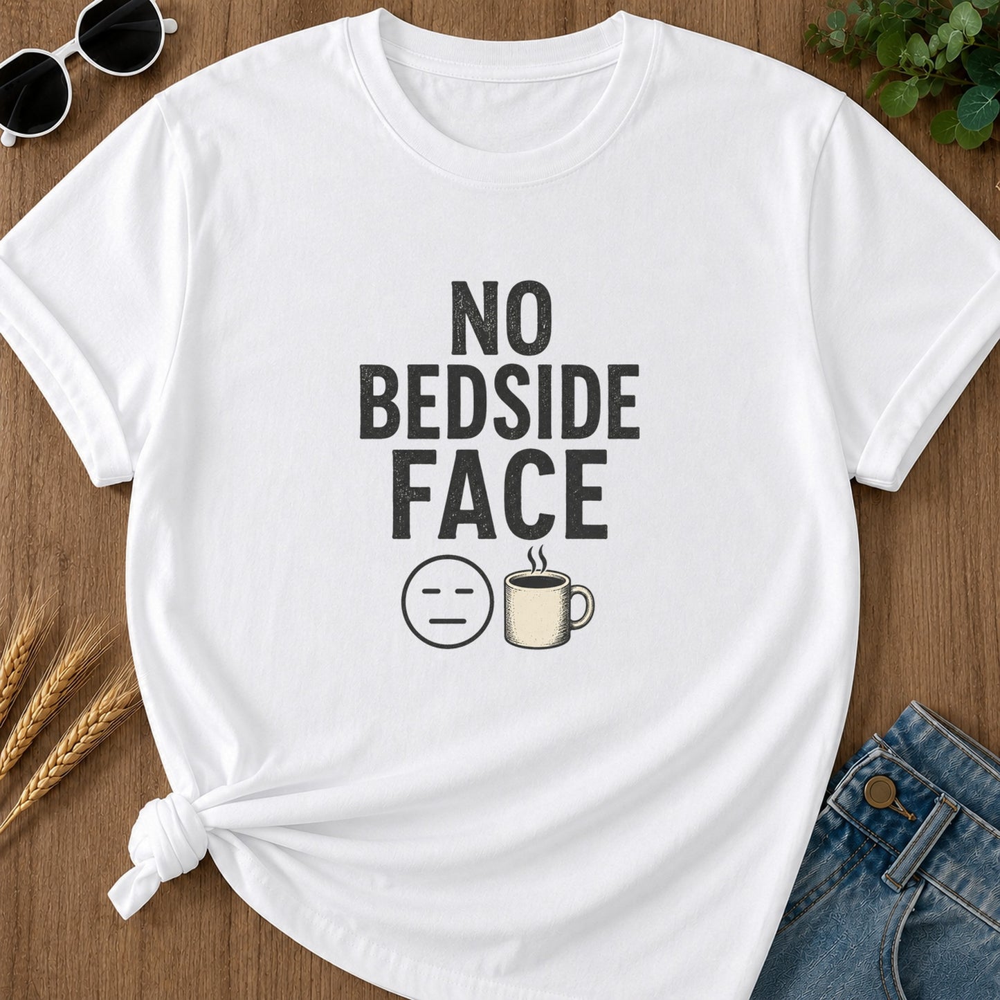 No Bedside Face T-Shirt - White