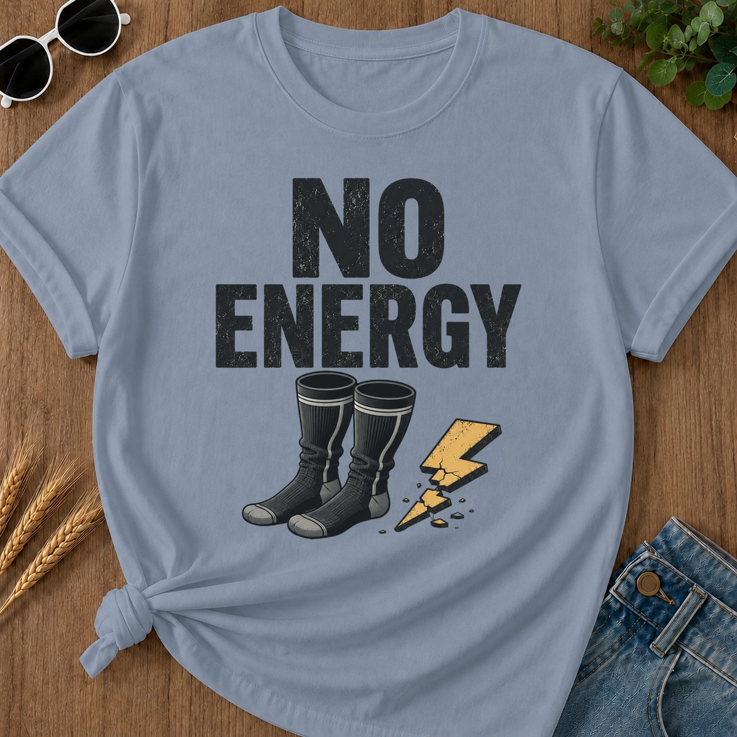 No Energy Socks T-Shirt - Blue Jean