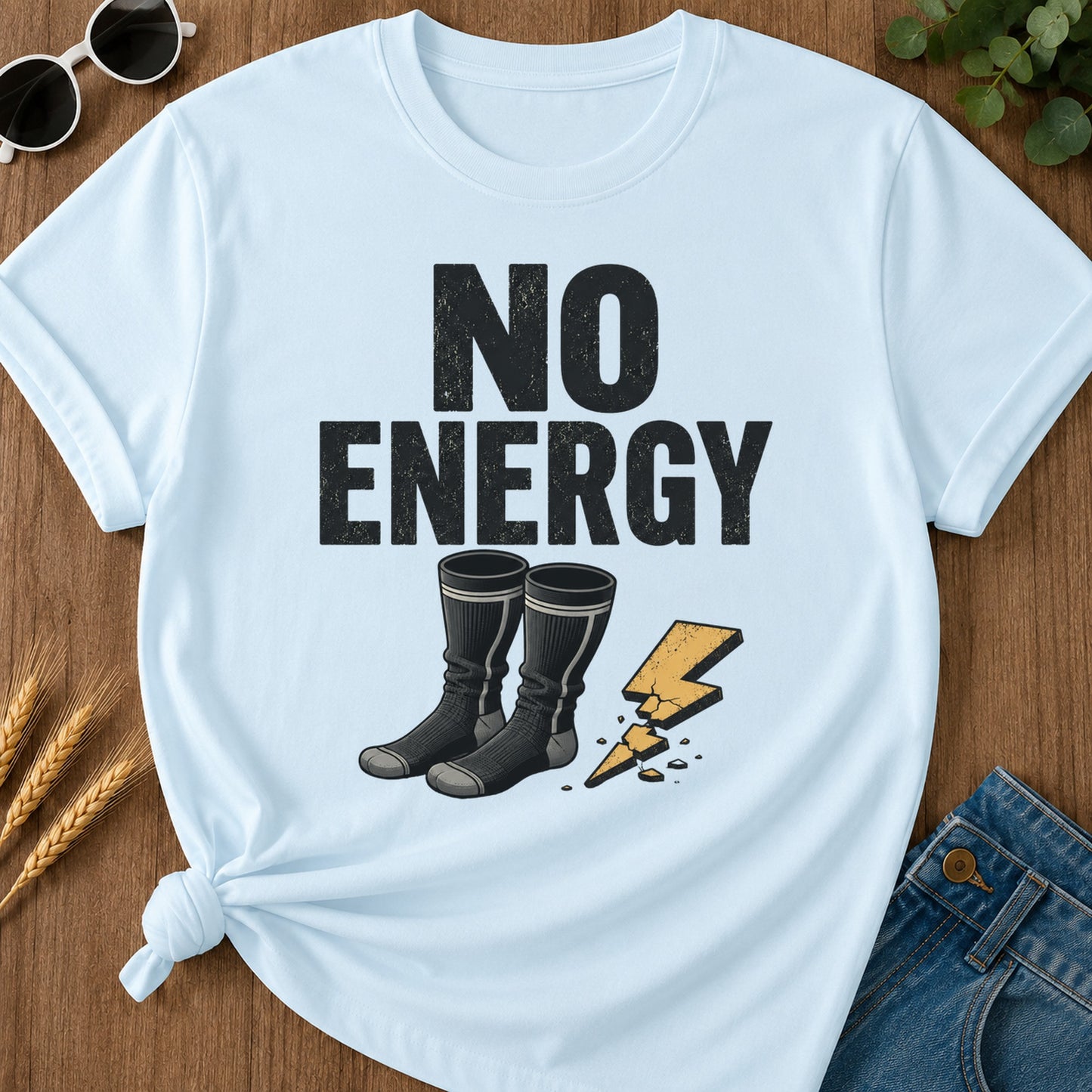 No Energy Socks T-Shirt - Chambray