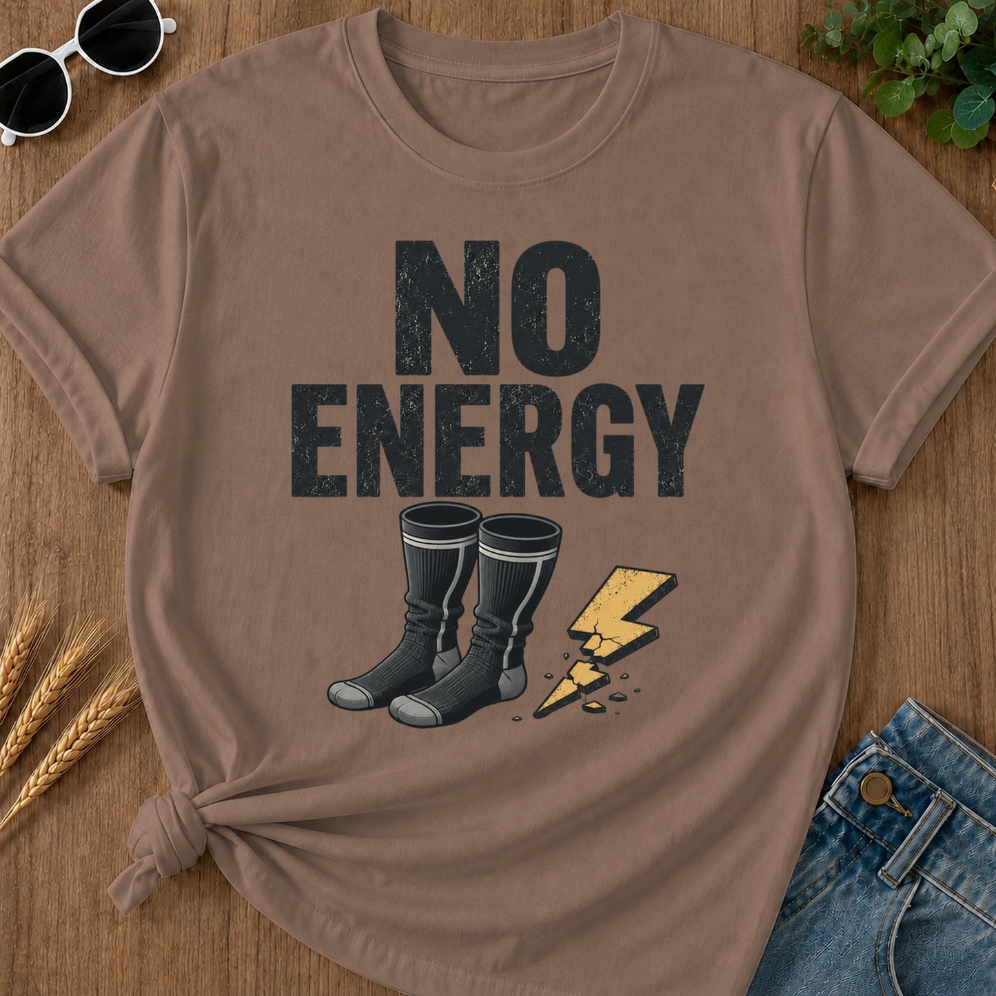 No Energy Socks T-Shirt - Espresso