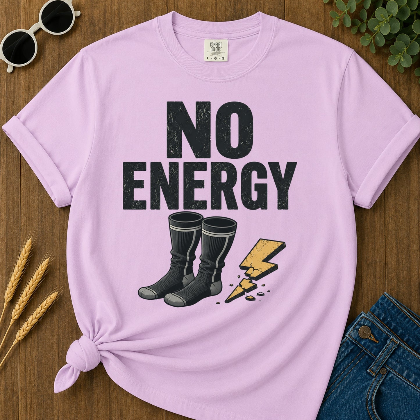 No Energy Socks T-Shirt - Orchid