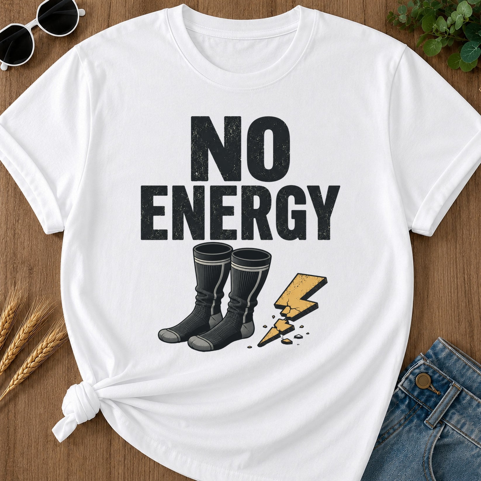 No Energy Socks T-Shirt - White
