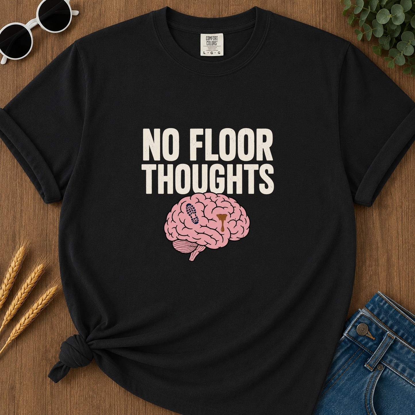 No Floor Thoughts T-Shirt - Black