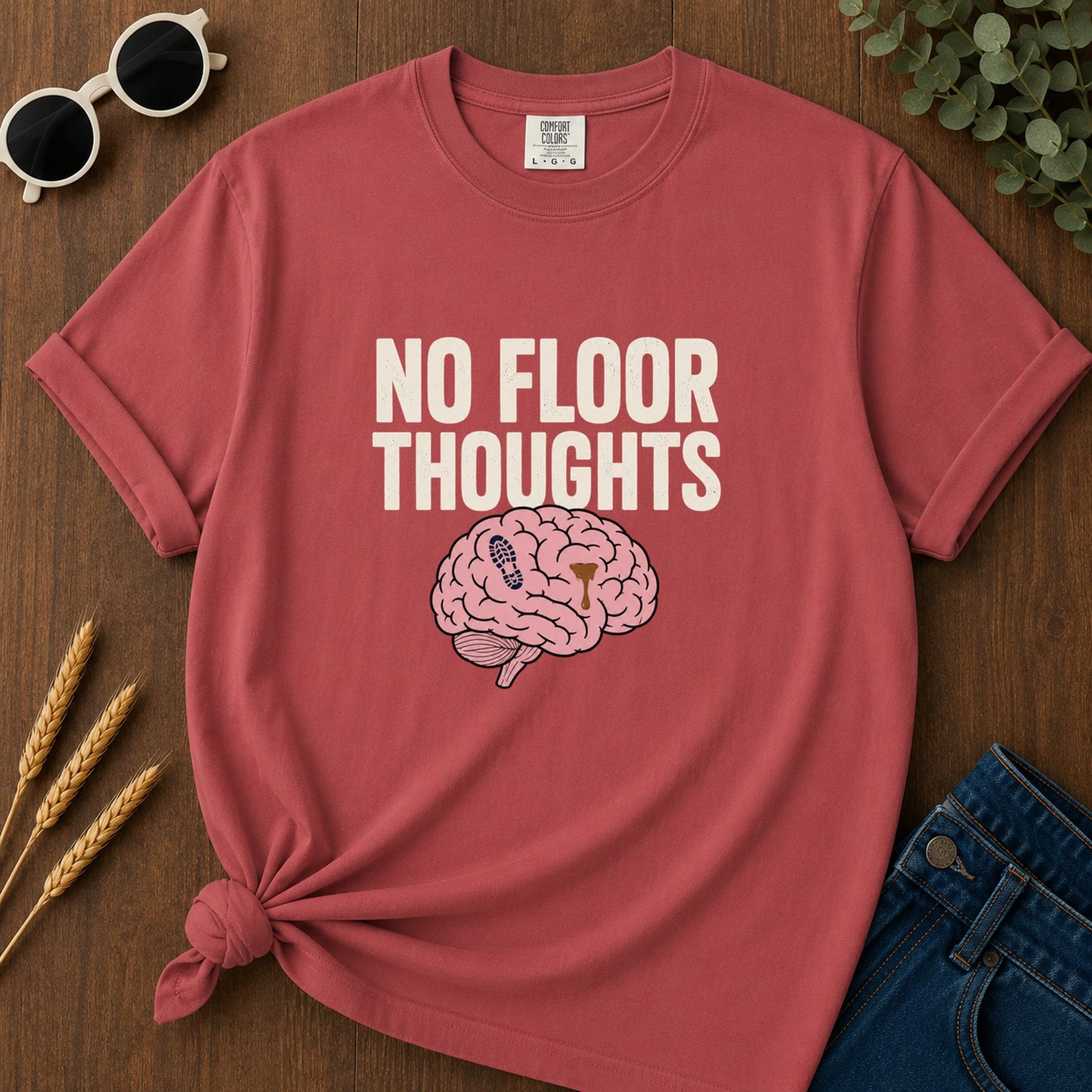 No Floor Thoughts T-Shirt - Crimson