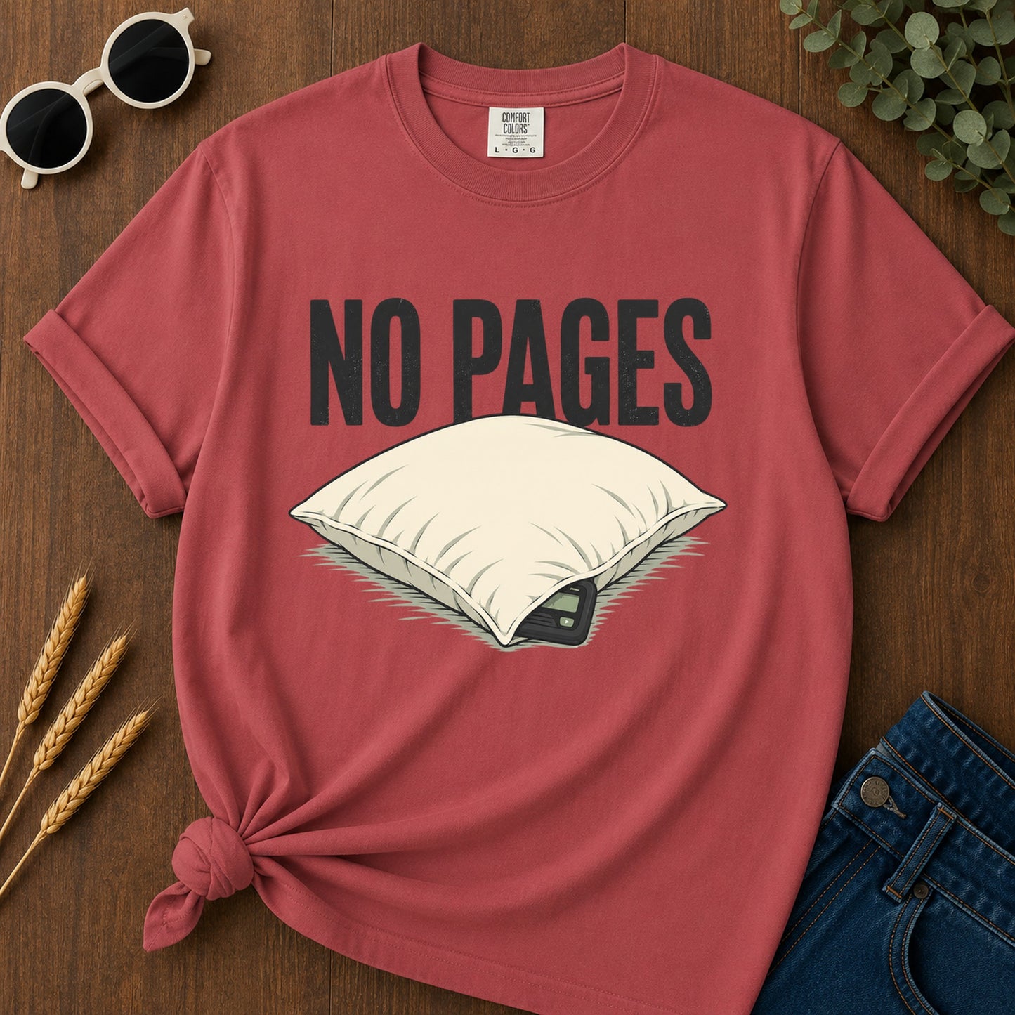 No Pages Pillow T-Shirt - Crimson
