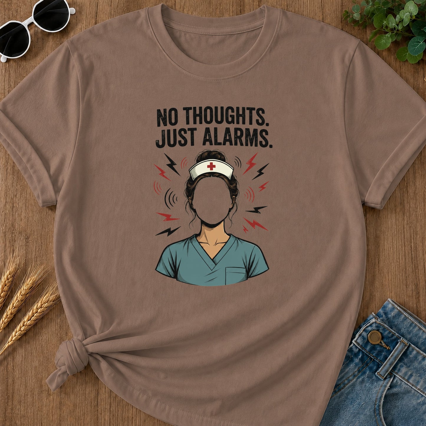 No Thoughts Just Alarms T-Shirt - Espresso