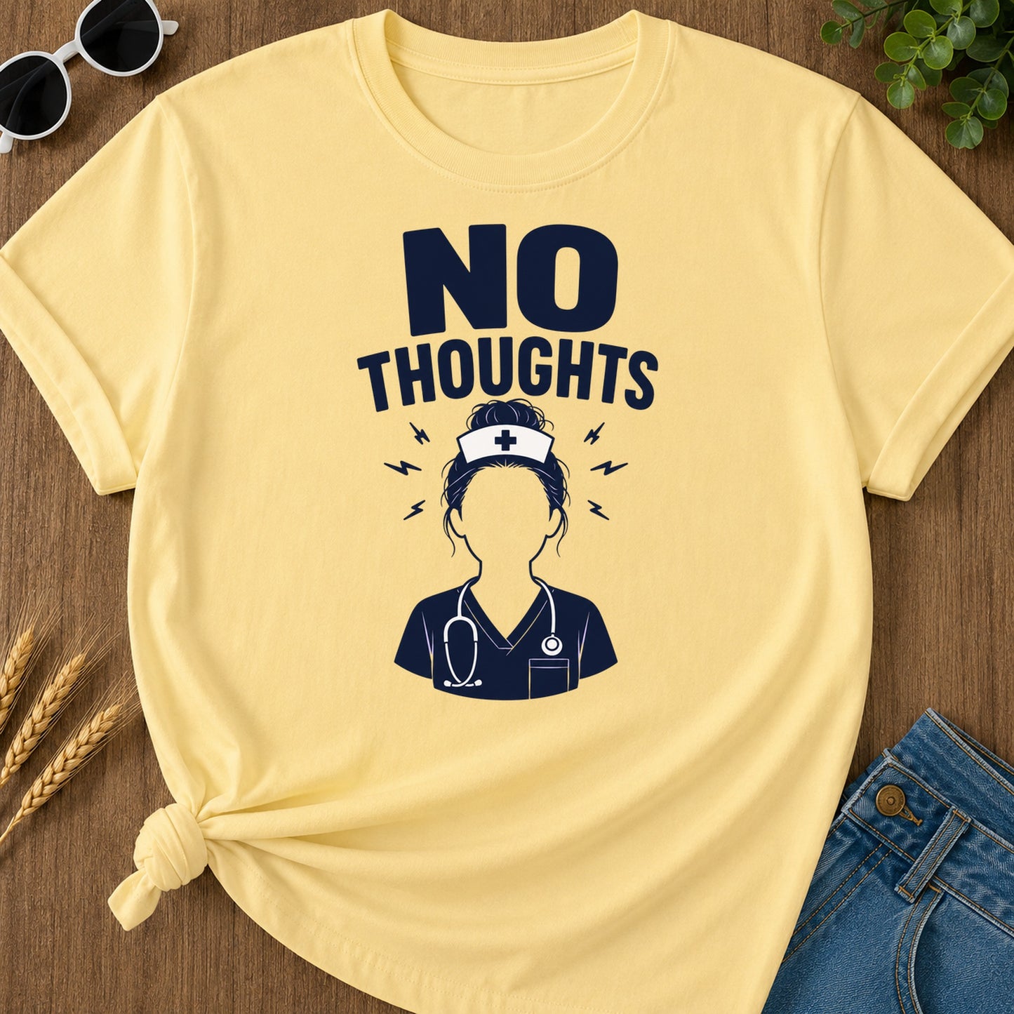 No Thoughts T-Shirt - Butter