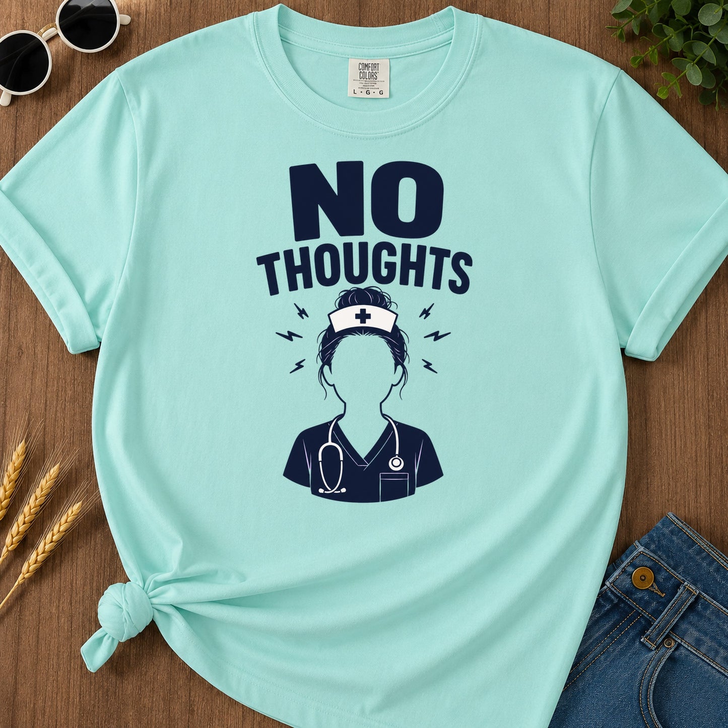 No Thoughts T-Shirt - Chalky Mint