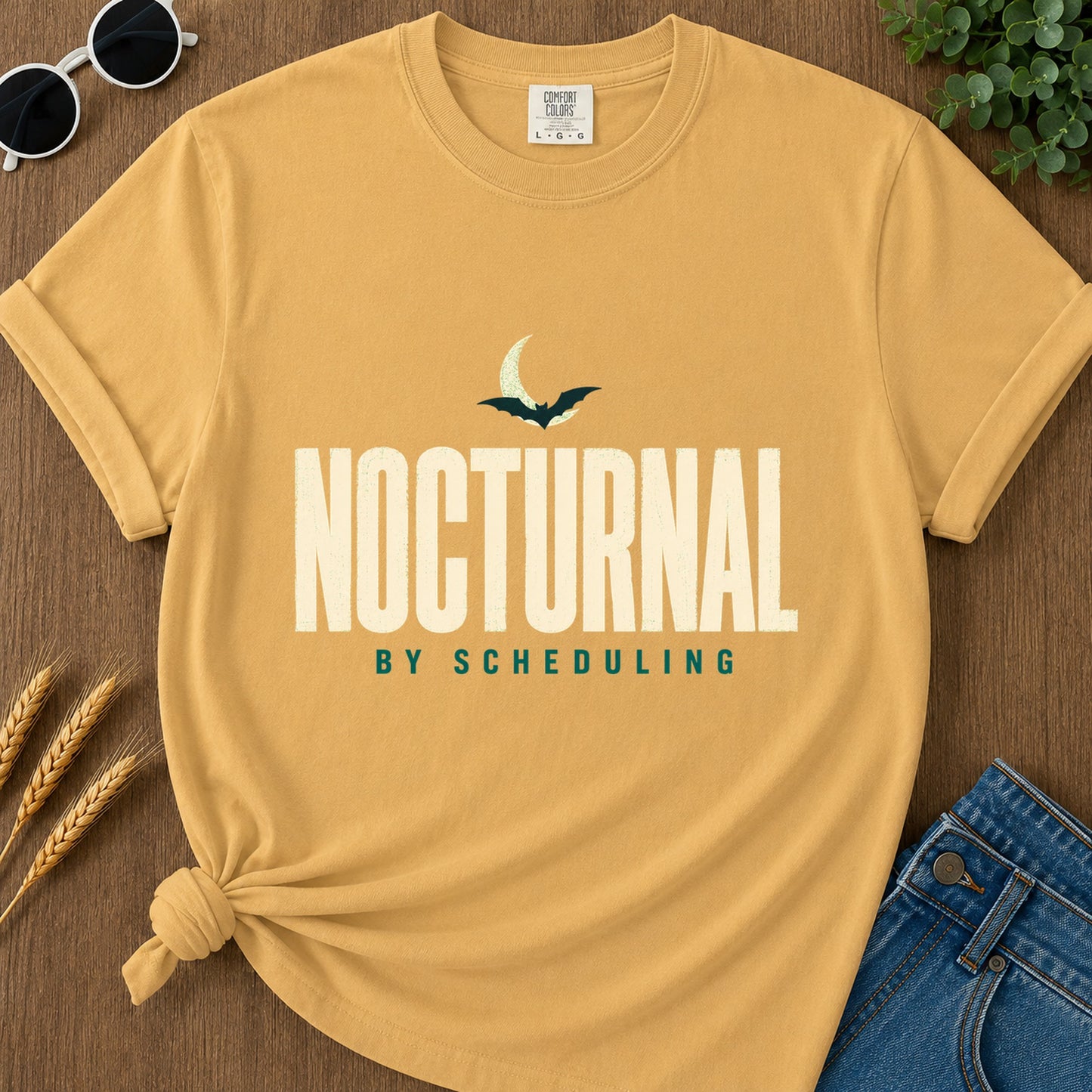 Nocturnal By Scheduling T-Shirt - Mustard