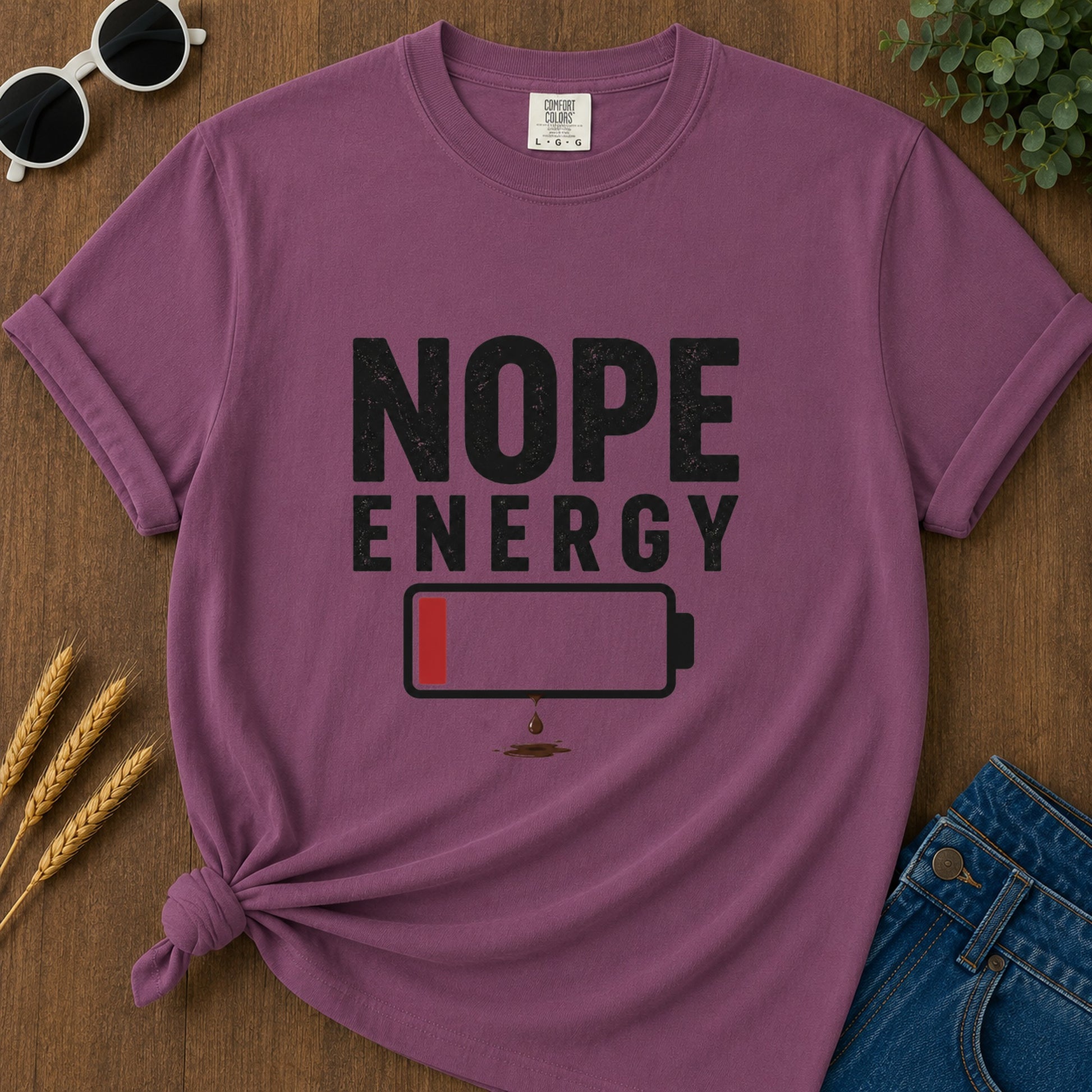 Nope Energy T-Shirt - Berry