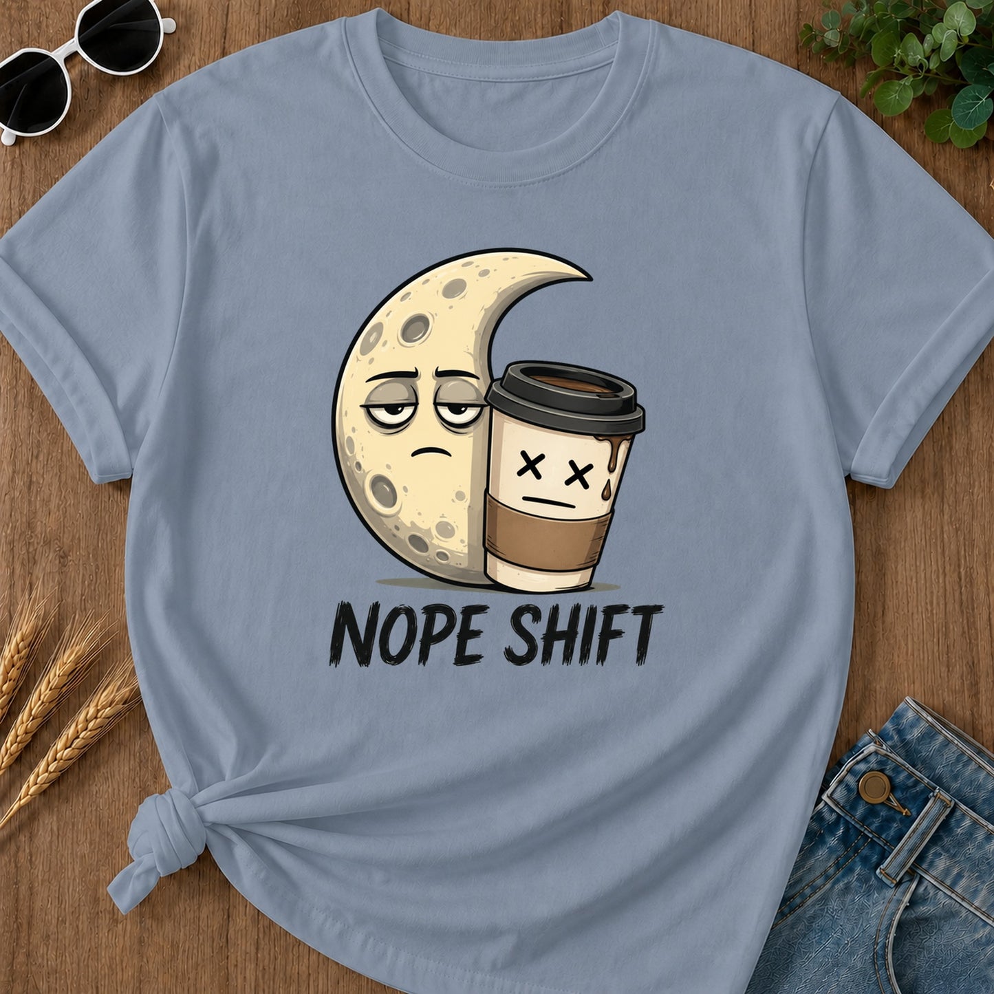 Nope Shift T-Shirt - Blue Jean
