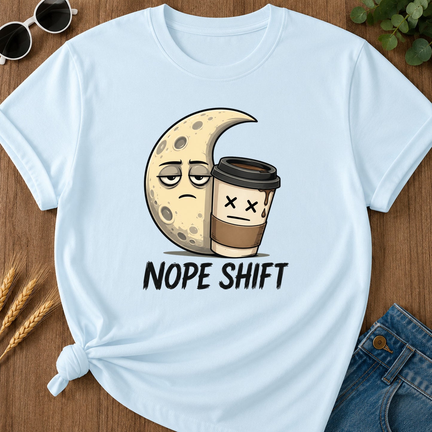 Nope Shift T-Shirt - Chambray