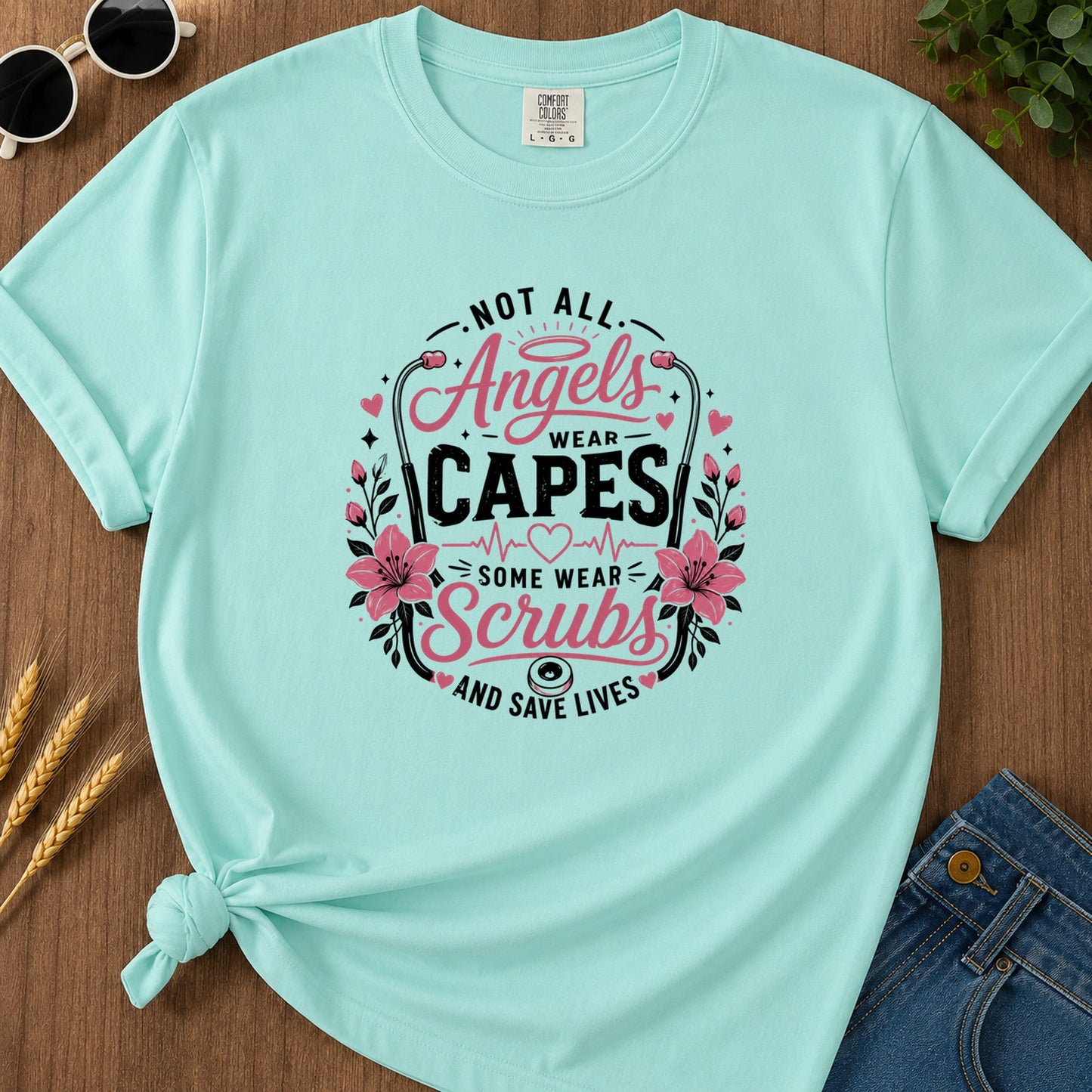 Not All Angels Wear Capes T-Shirt - Chalky Mint