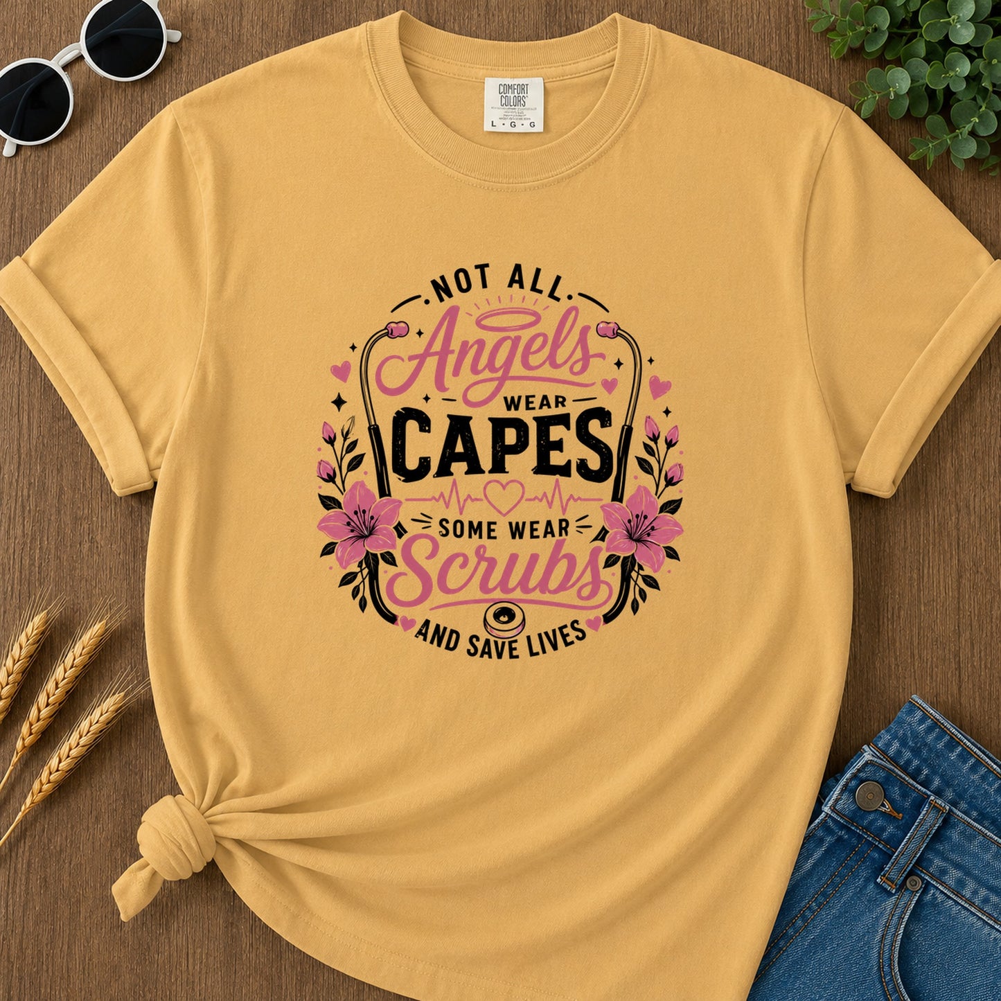 Not All Angels Wear Capes T-Shirt - Mustard