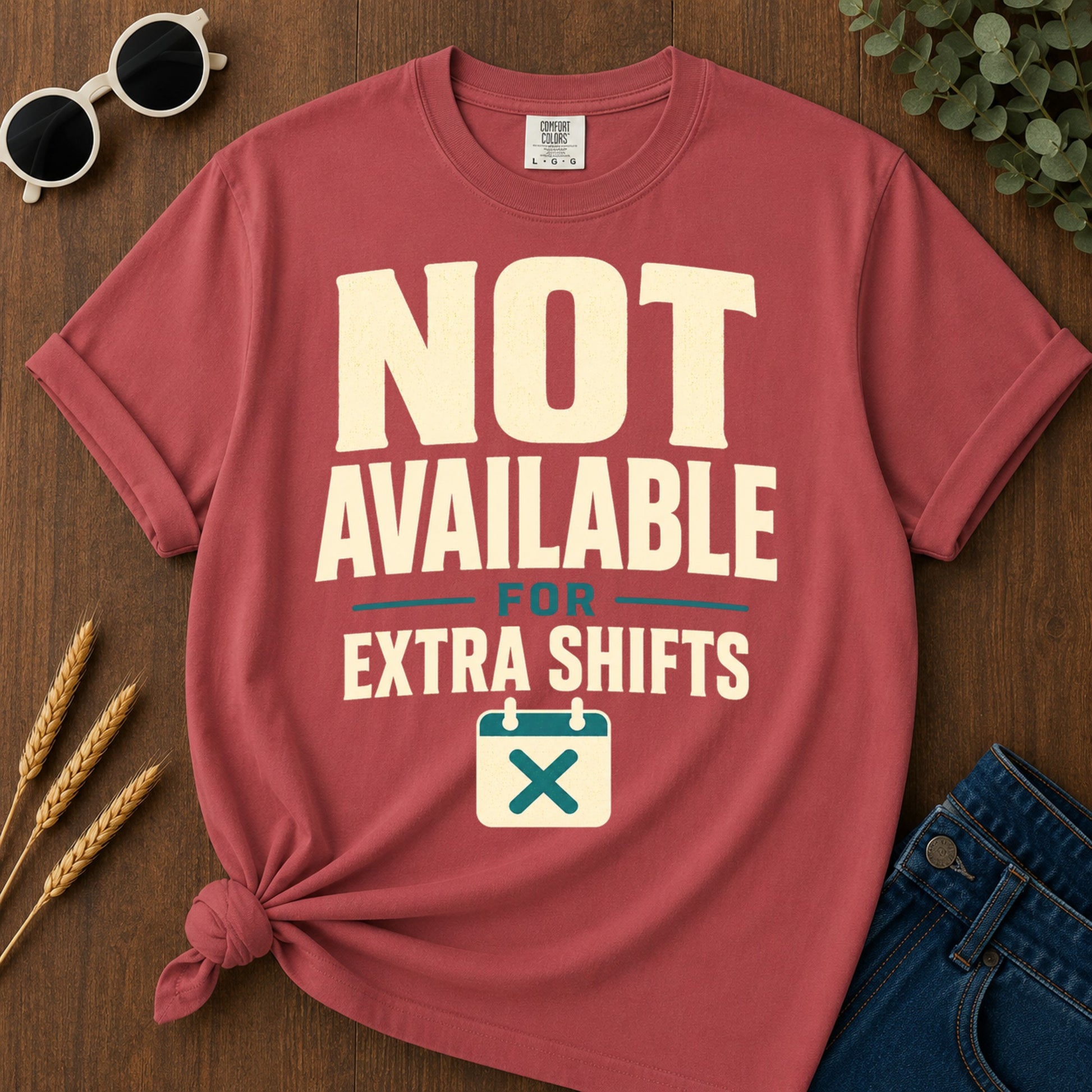 Not Available Extra Shifts T-Shirt - Crimson
