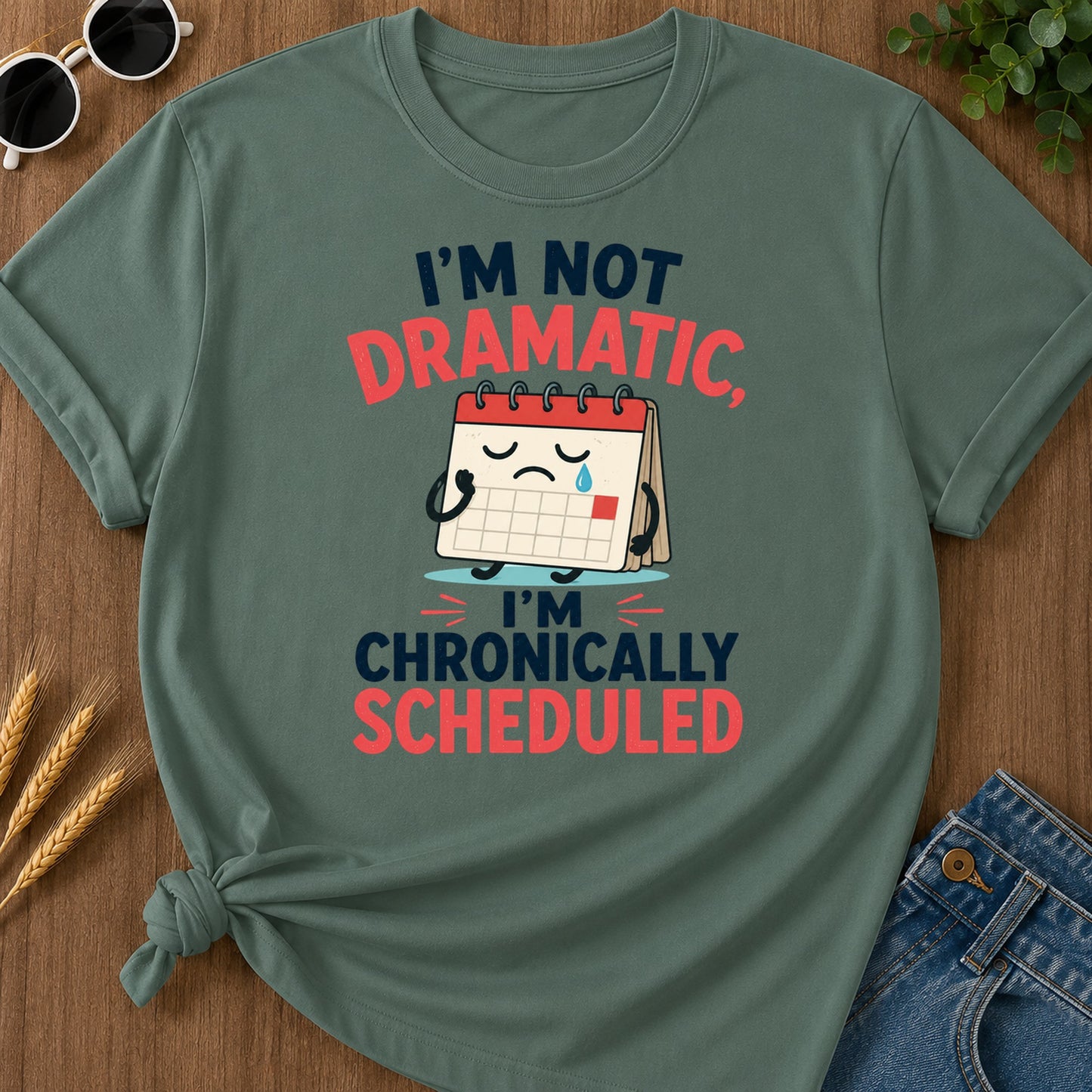 Not Dramatic Chronically Scheduled T-Shirt - Blue Spruce