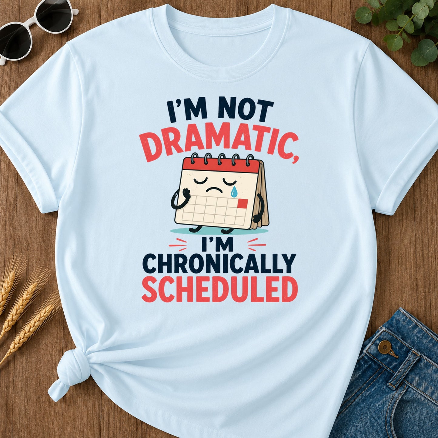 Not Dramatic Chronically Scheduled T-Shirt - Chambray