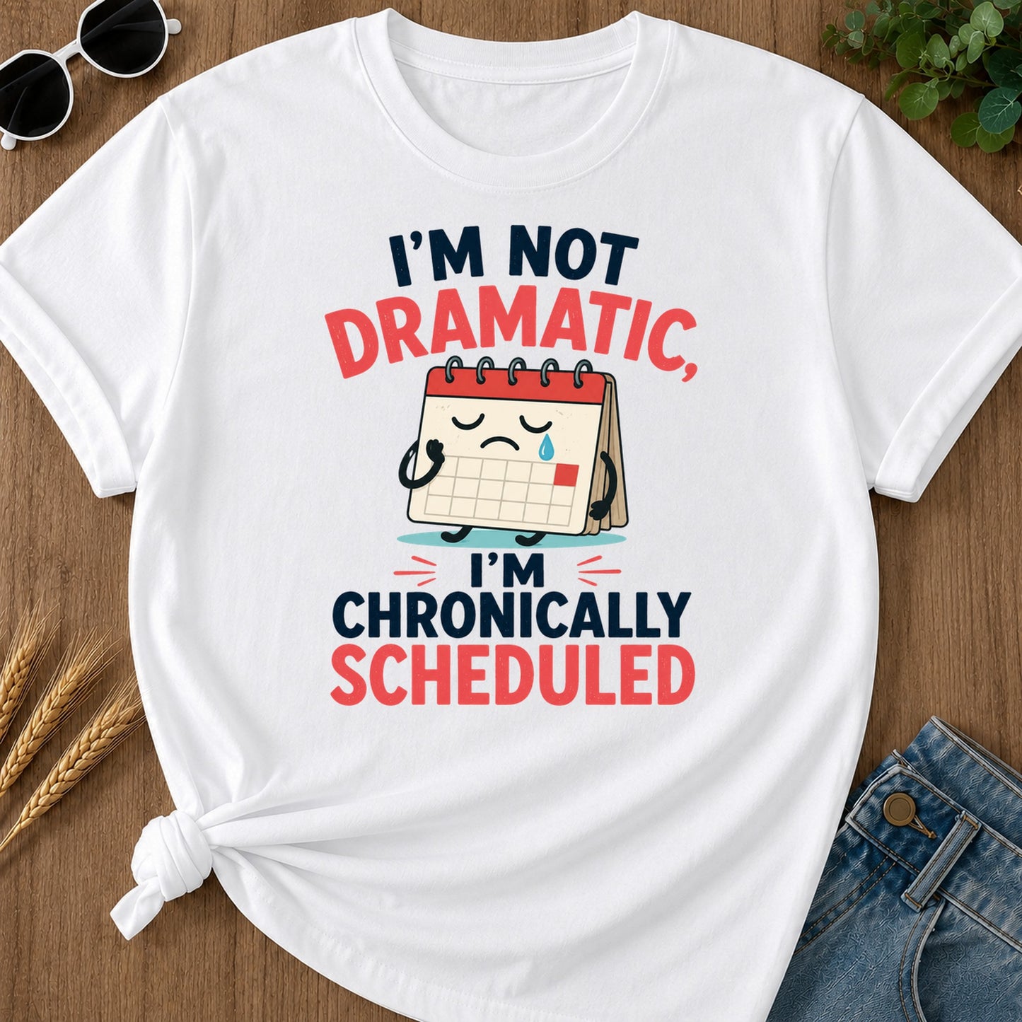 Not Dramatic Chronically Scheduled T-Shirt - White
