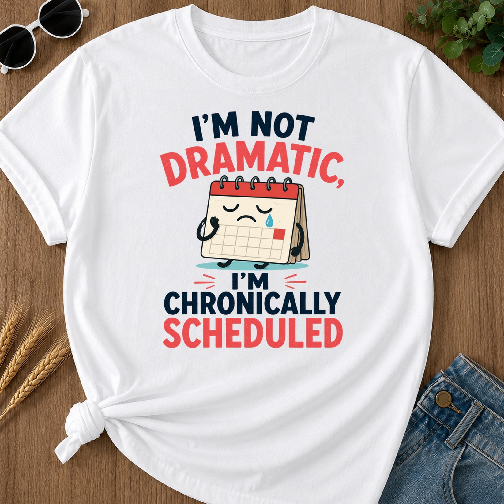 Not Dramatic Chronically Scheduled T-Shirt - White