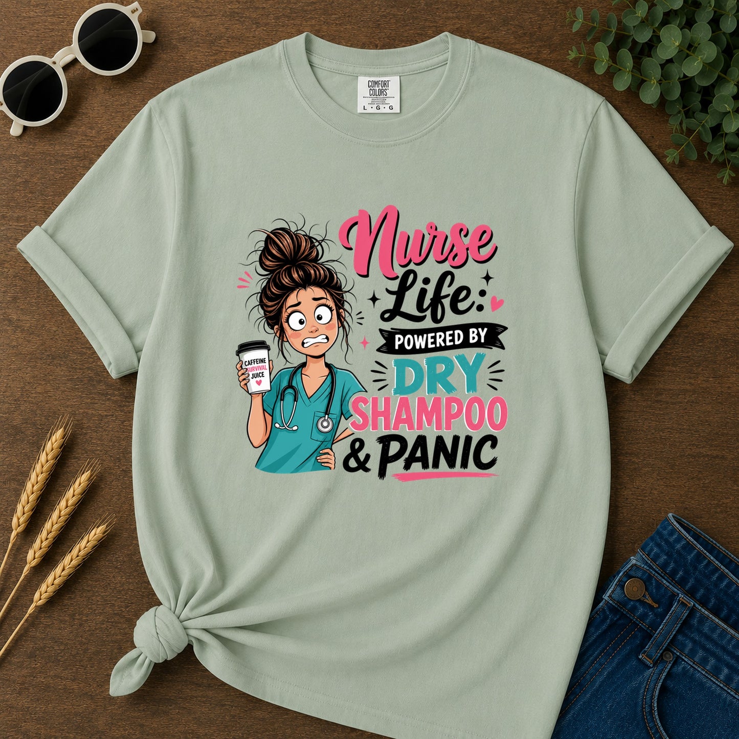 Nurse Life Powered By T-Shirt - Bay