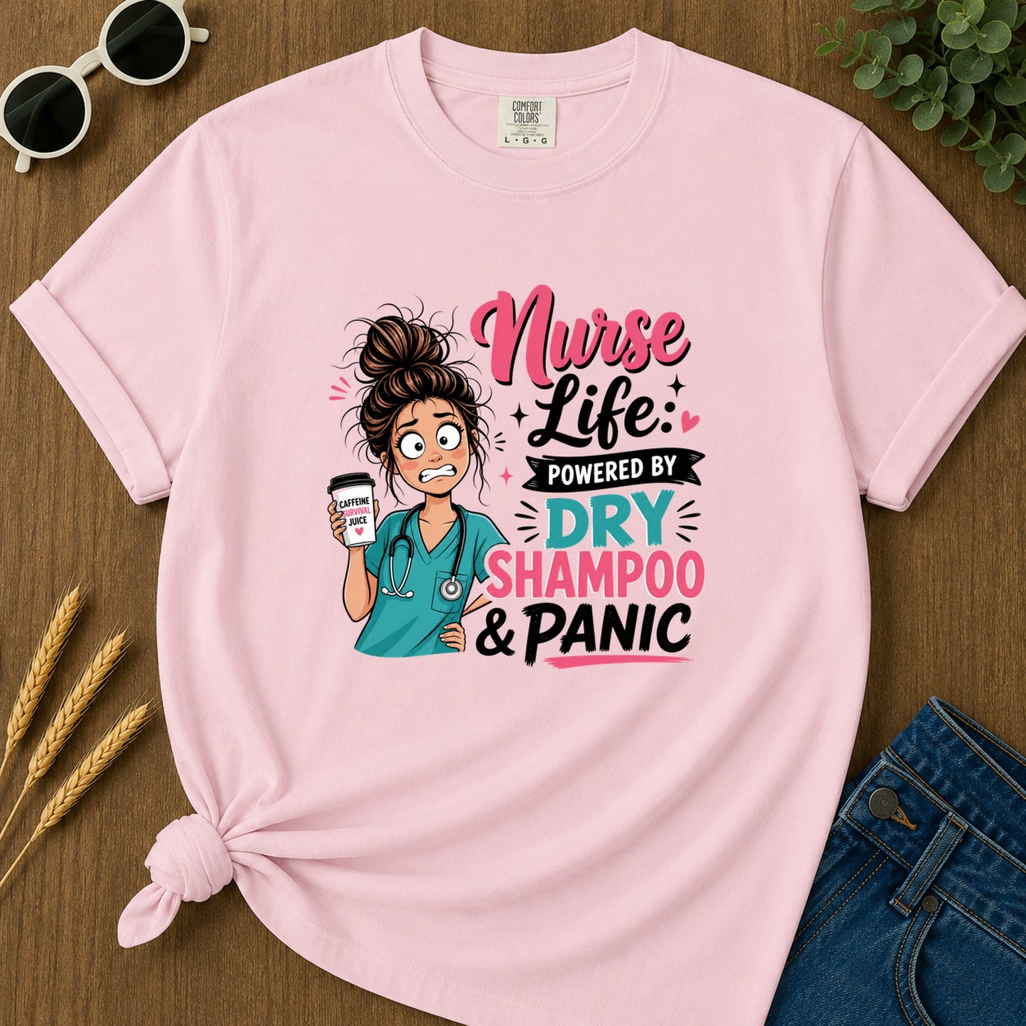 Nurse Life Powered By T-Shirt - Blossom