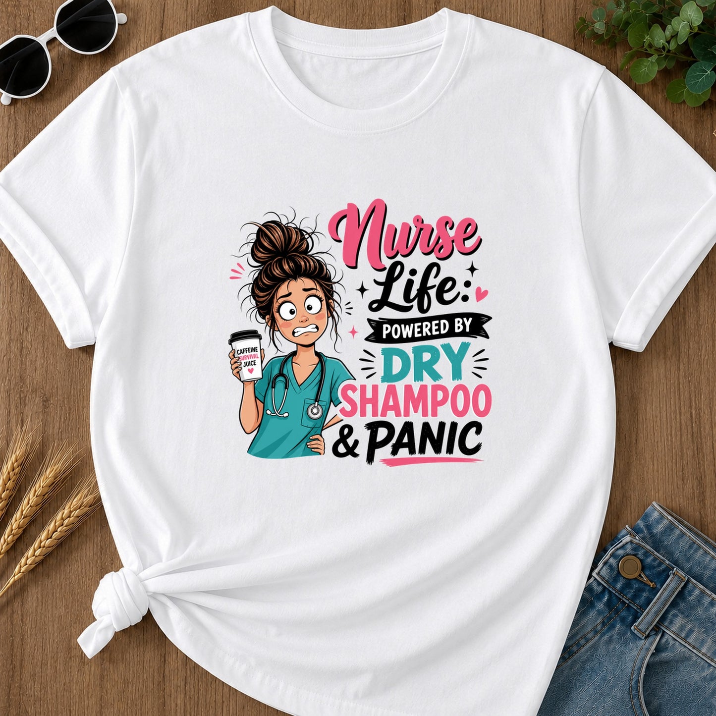 Nurse Life Powered By T-Shirt - White
