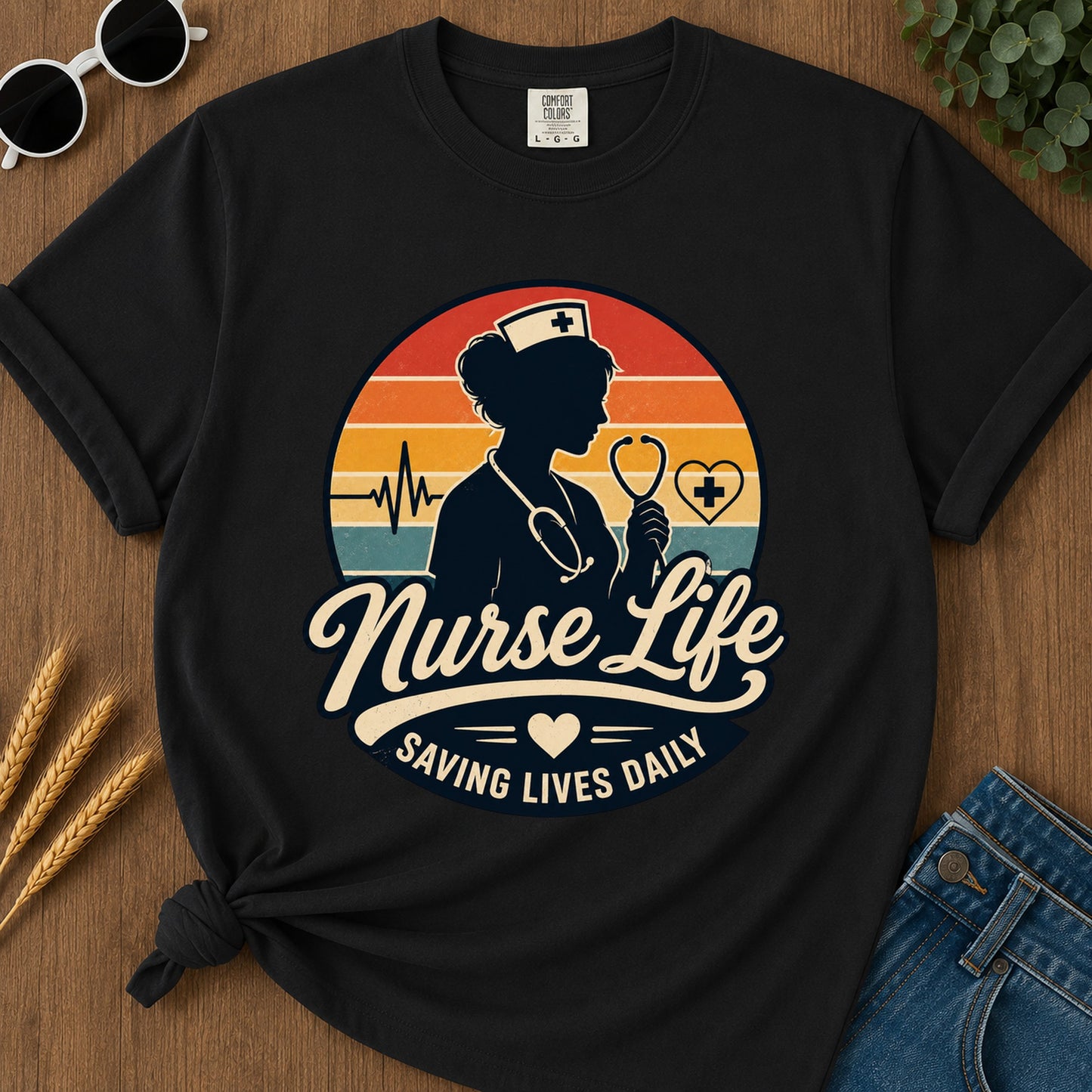 Nurse Life Saving Lives Daily T-Shirt - Black