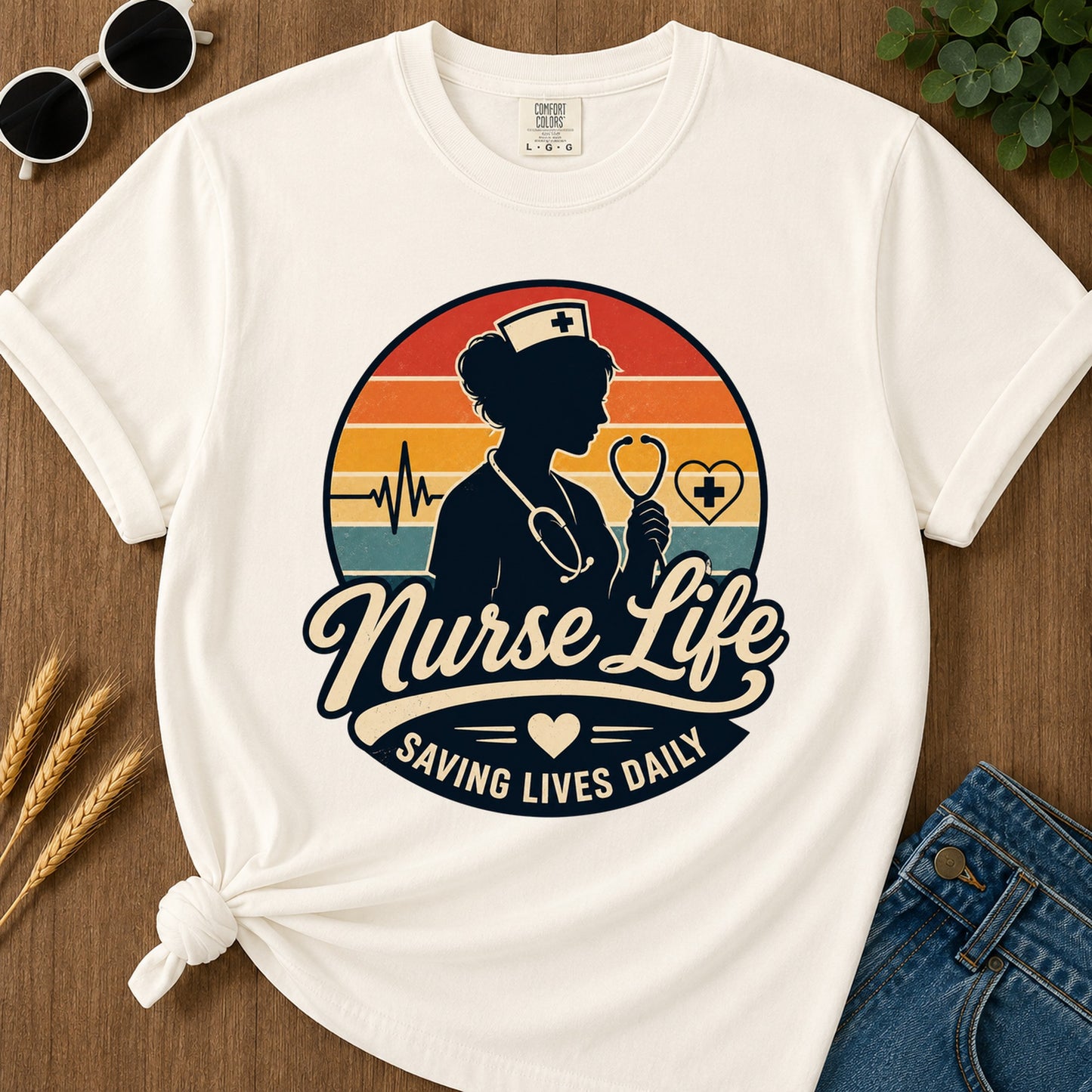 Nurse Life Saving Lives Daily T-Shirt - Ivory