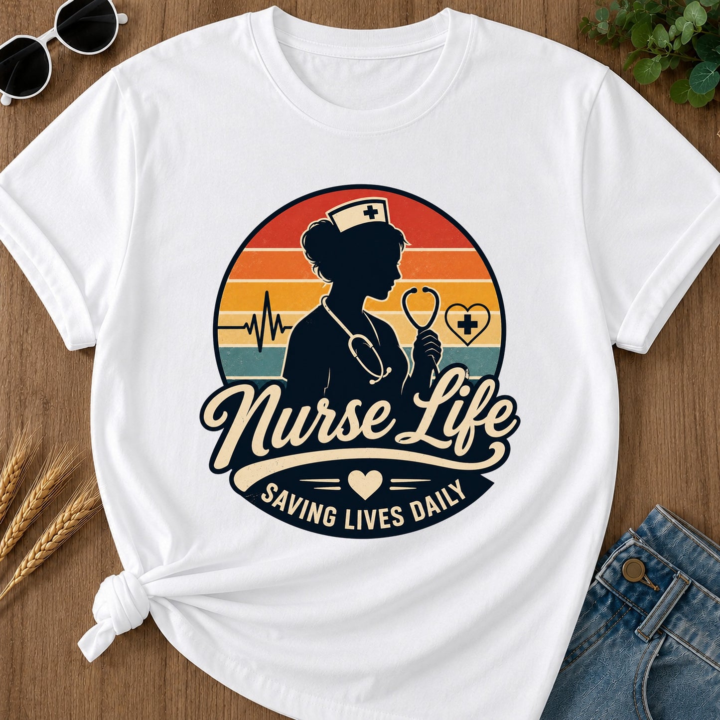 Nurse Life Saving Lives Daily T-Shirt - White