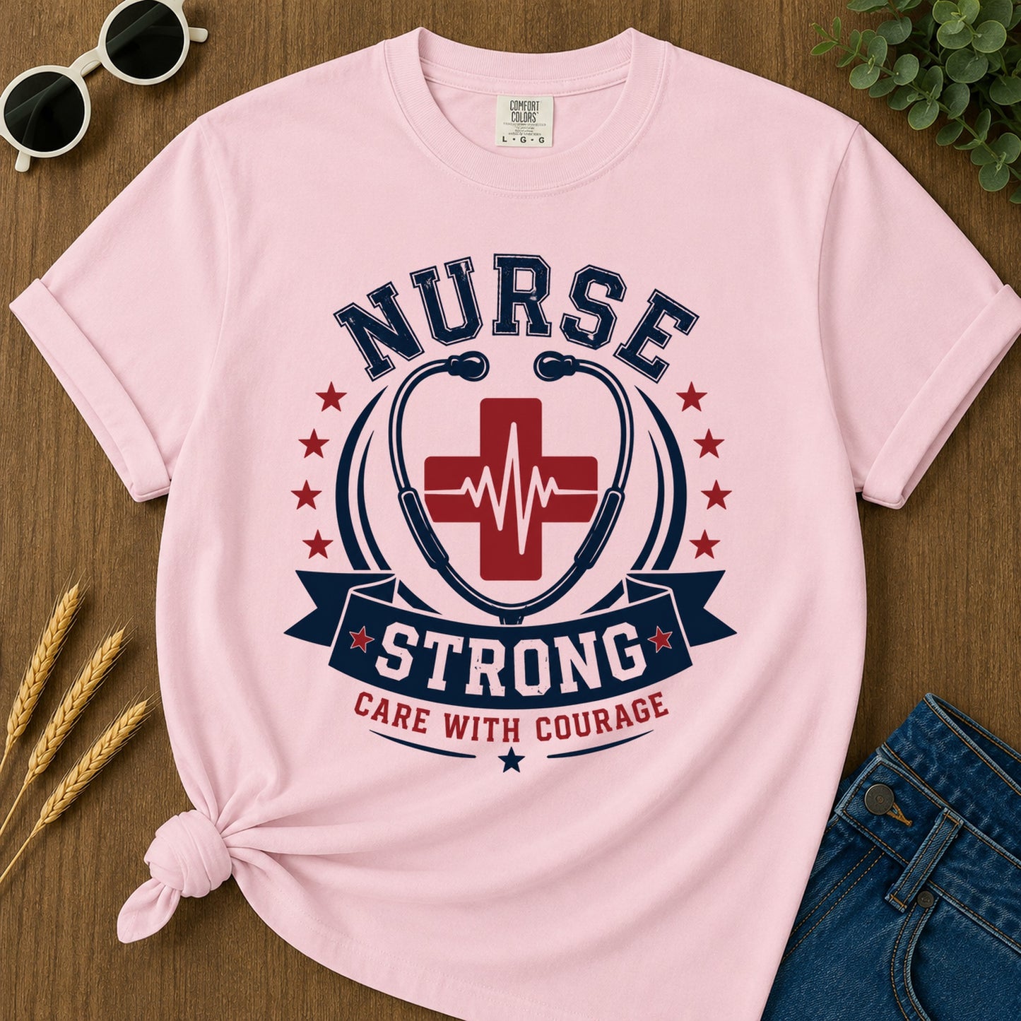Nurse Strong Care With Courage T-Shirt - Blossom