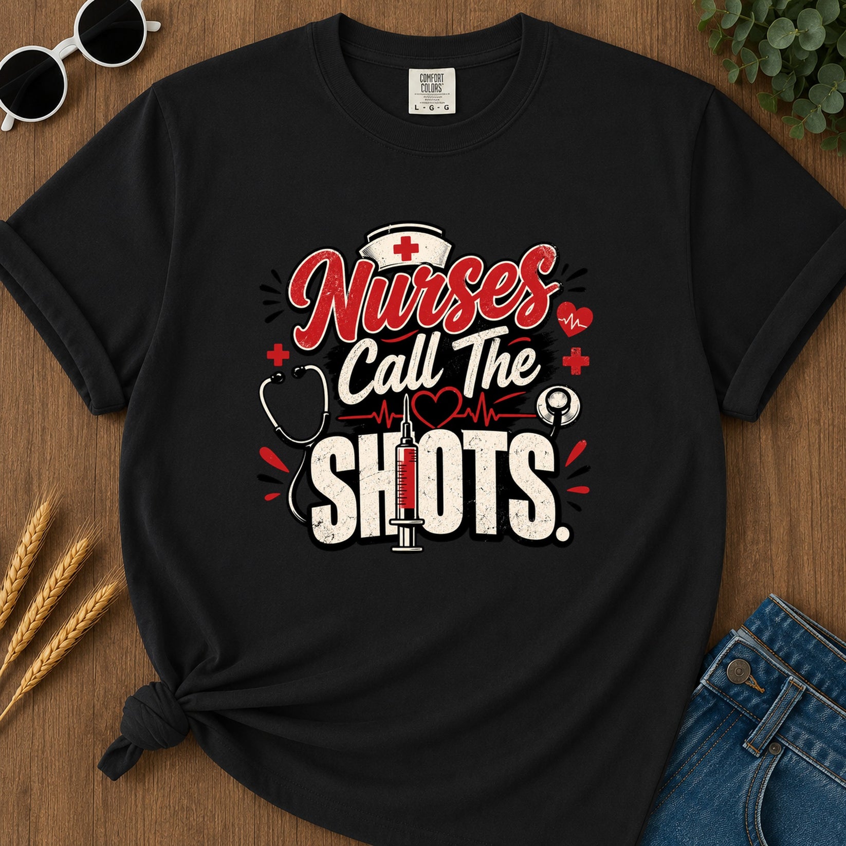 Nurses Call The Shots T-Shirt - Black