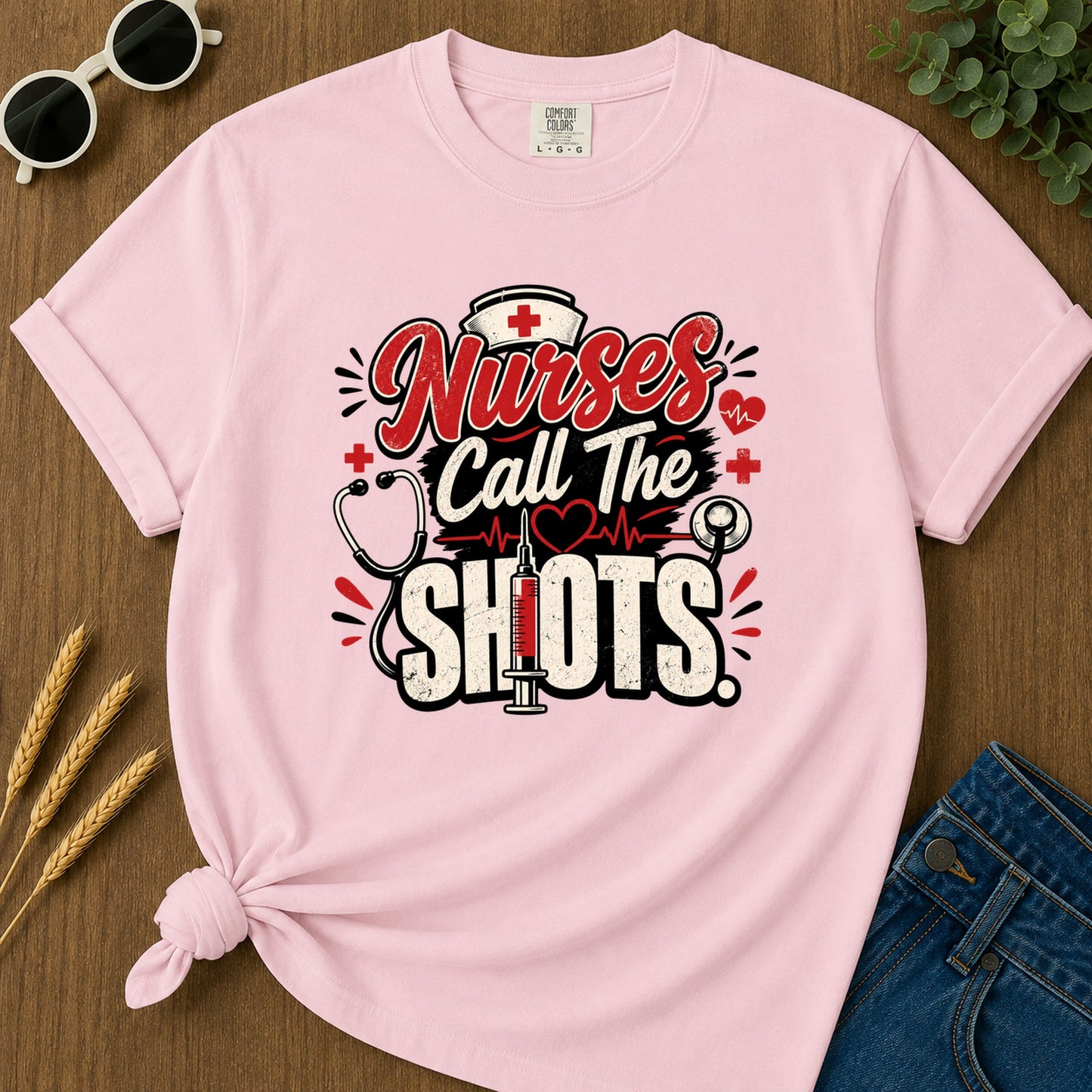 Nurses Call The Shots T-Shirt - Blossom