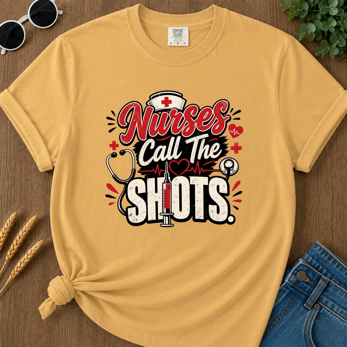 Nurses Call The Shots T-Shirt - Mustard
