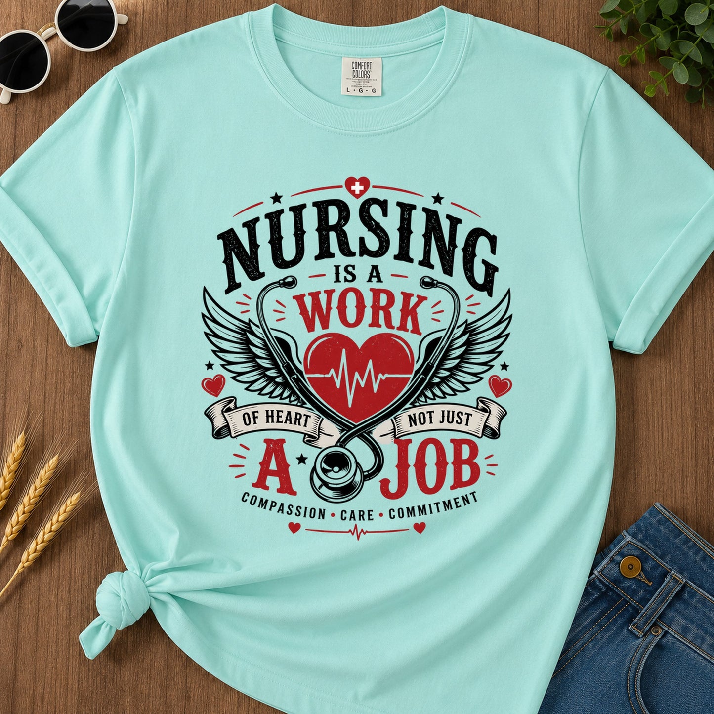 Nursing Is A Work T-Shirt - Chalky Mint
