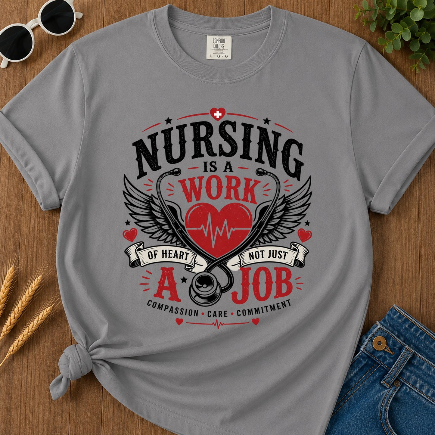 Nursing Is A Work T-Shirt - Grey